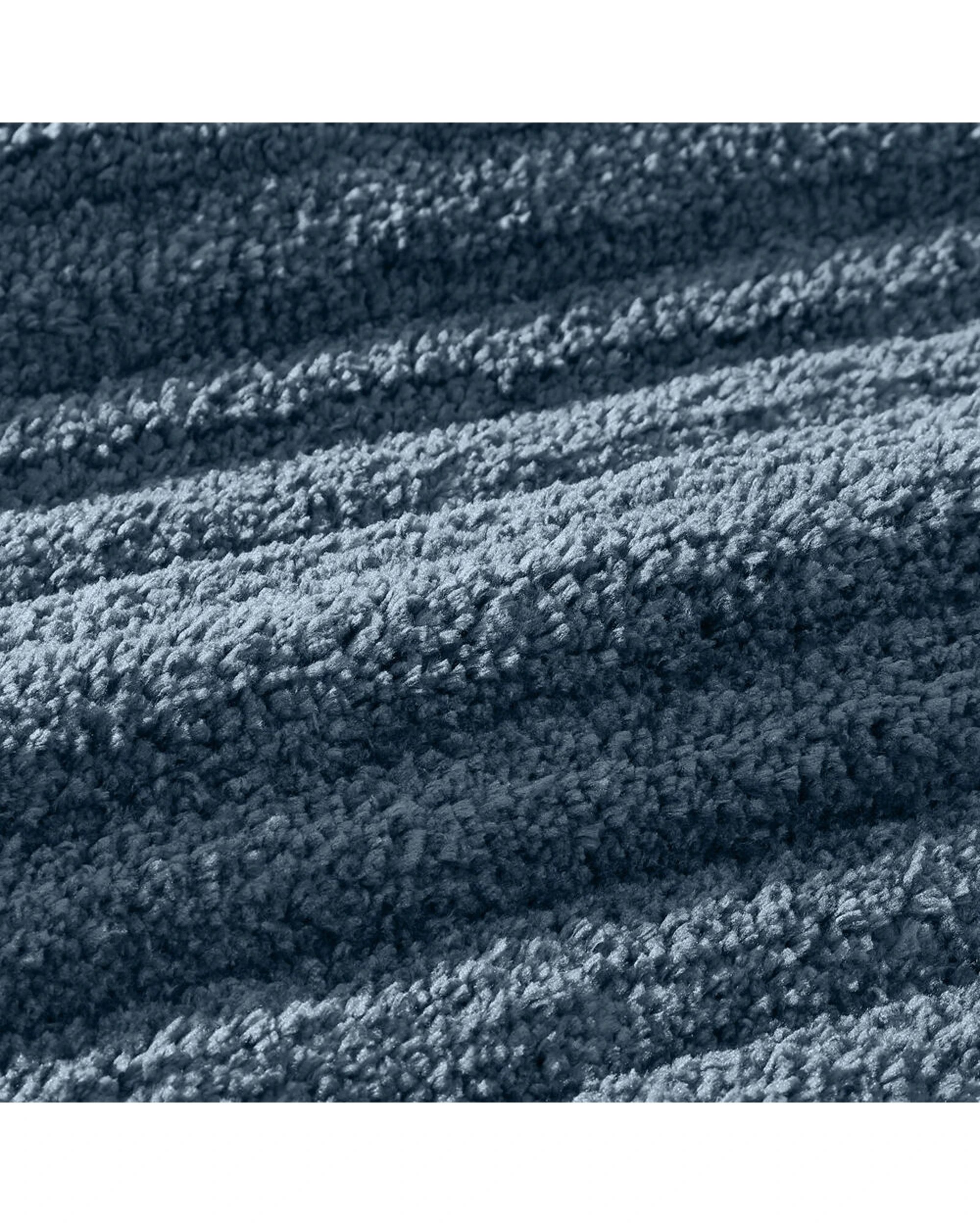 2 Algodon 2PK Lawson Plush Contoured Polyester Bath Mat 50x50cm - Blue, 2 of 2