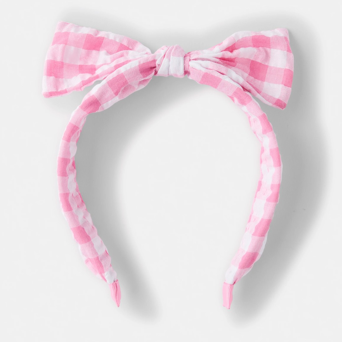 3 Gingham Bow Headband - Pink and White, 3 of 4