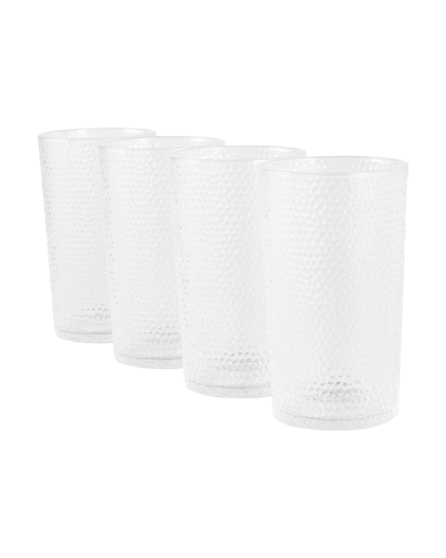 4 Clear Acrylic Hammered Highball Gla