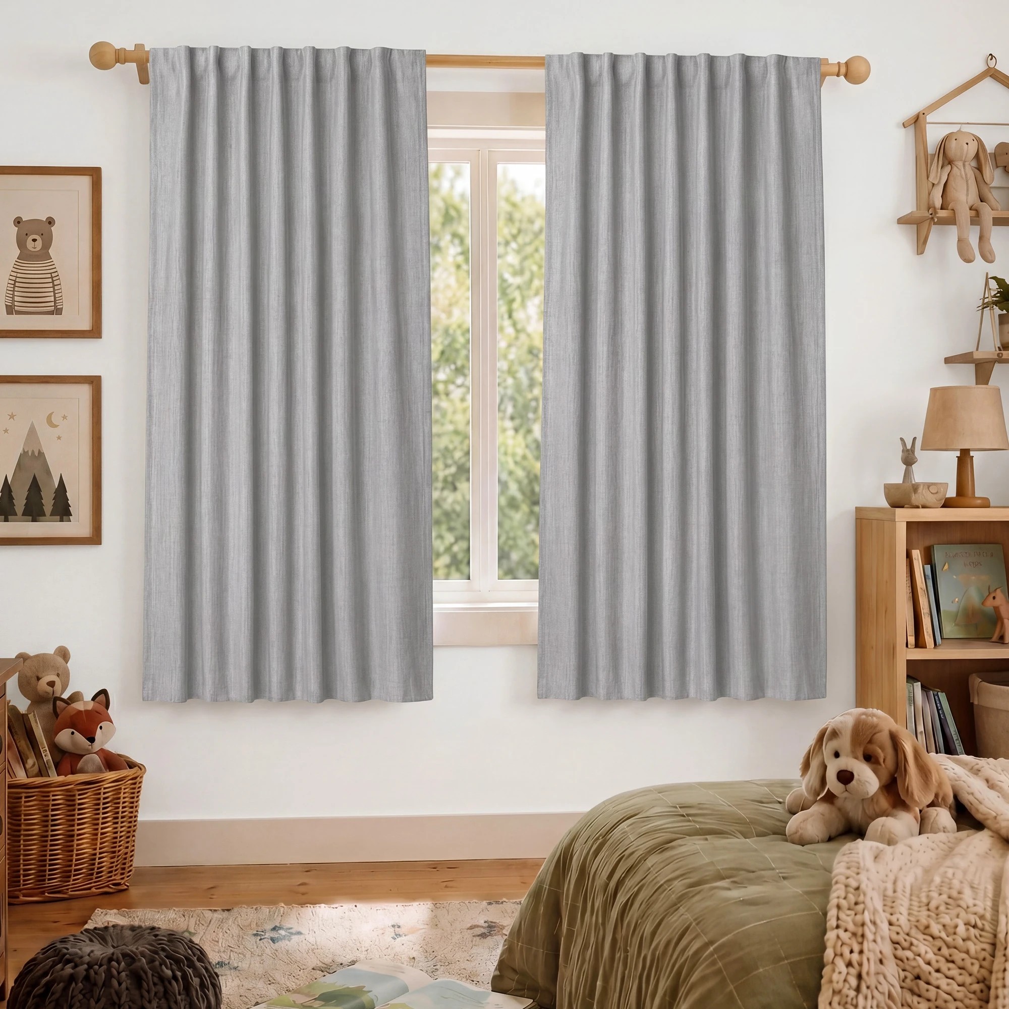 8 Marlow Blackout Curtains 2 Panels Thermal Linen Look Blockout Drapes Grey, 8 of 8
