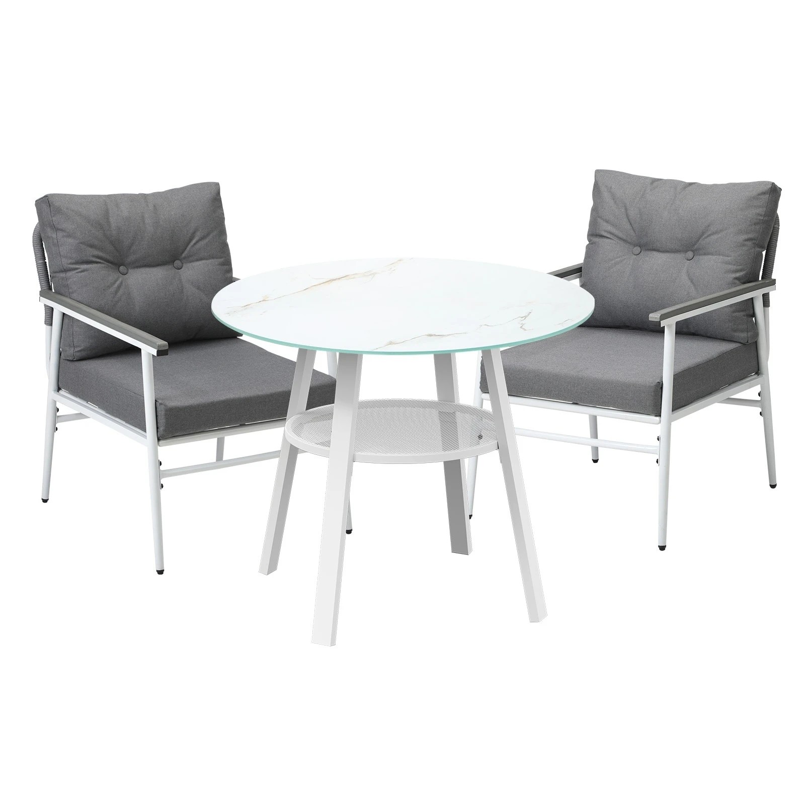 1 Livsip Outdoor Dining Setting Patio Furniture Set 2 Seater Tempered Glass Table - Multi, 1 of 9