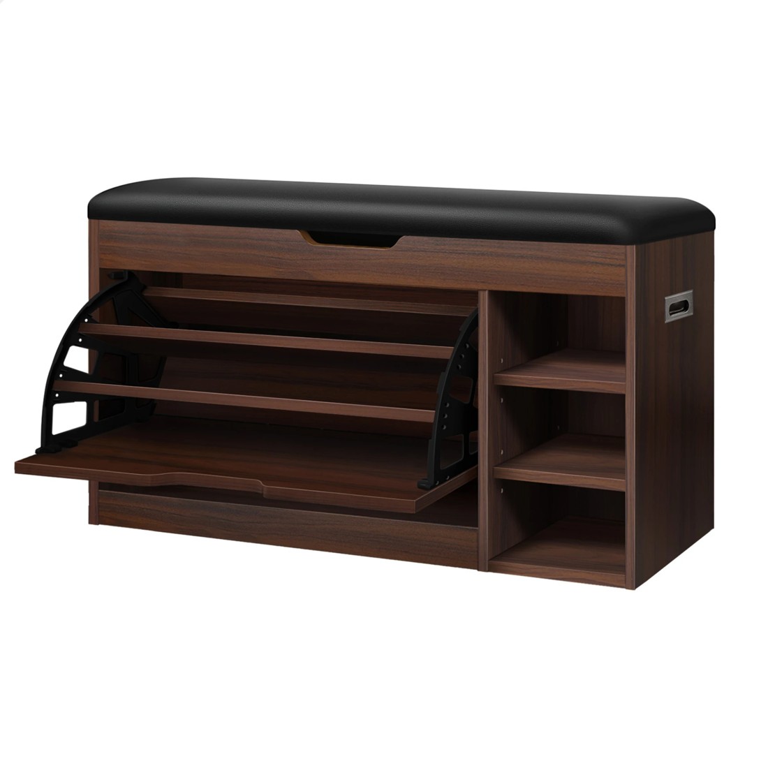 1 Alfordson Shoe Cabinet Bench Storage Rack Organiser Shelf 18 Pairs - Walnut, 1 of 10