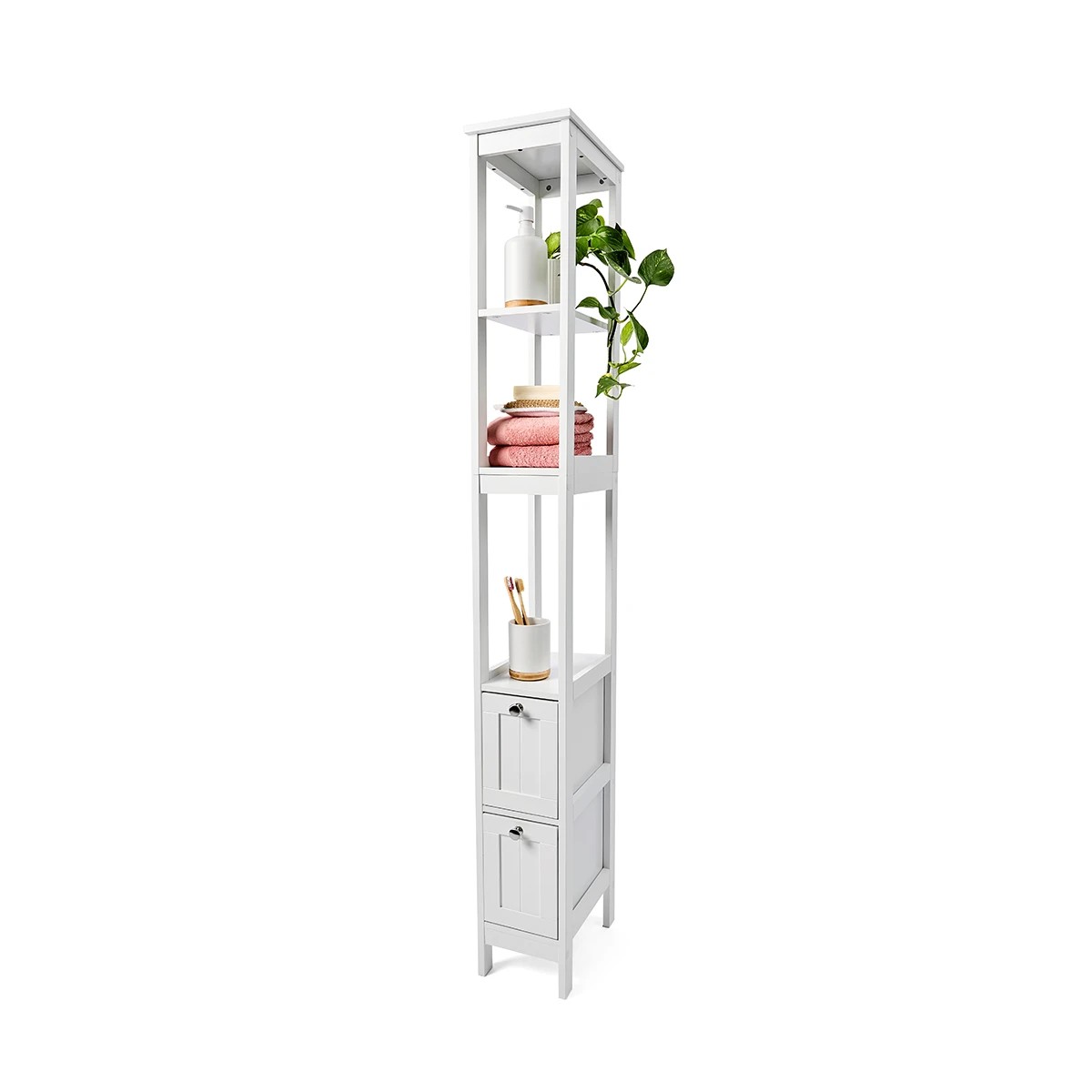 1 Panelled Slim 5 Tier Unit - White, 1 of 10