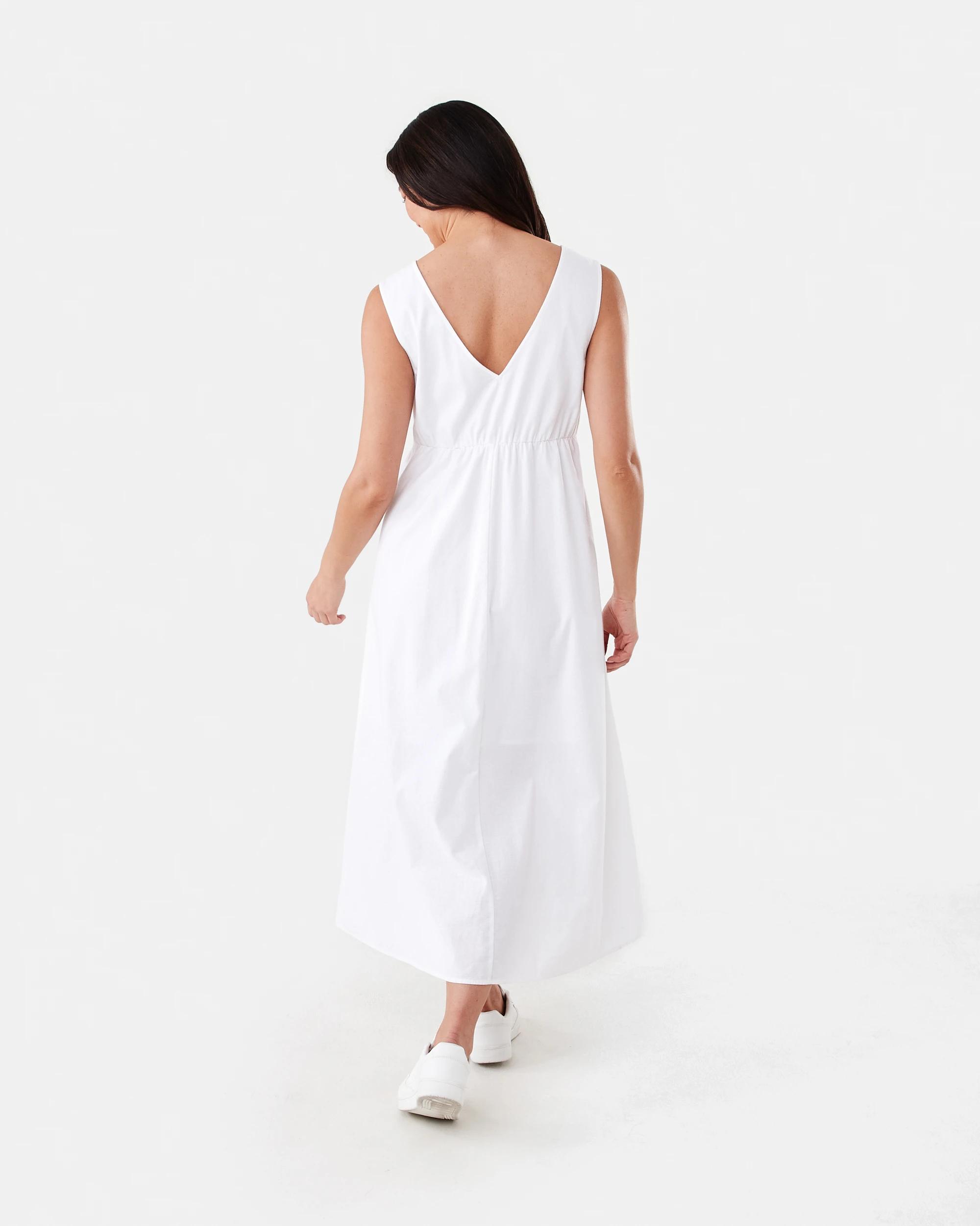 3 Sleeveless Keyhole Maxi Dress White, 3 of 7