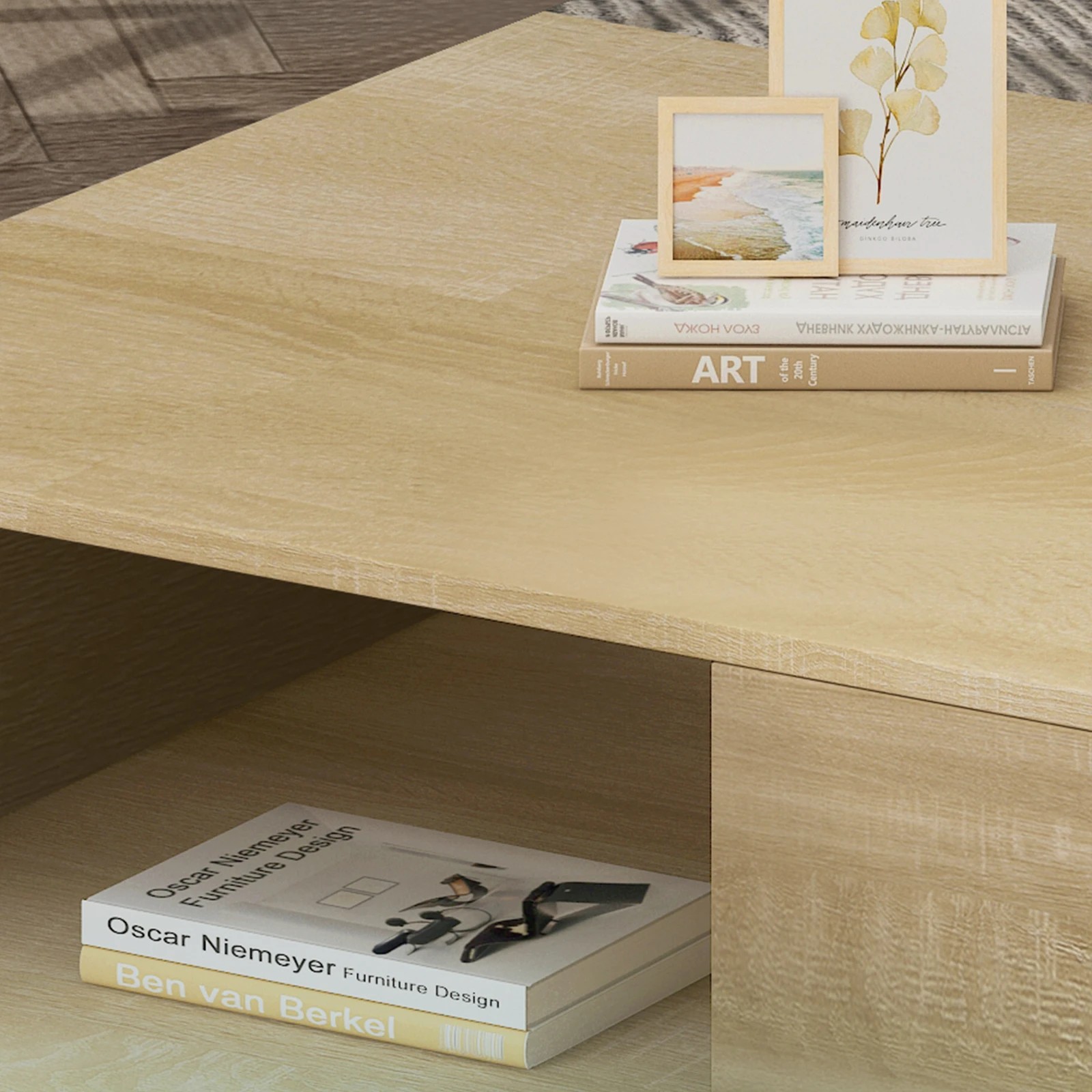 5 Alfordson Coffee Table LED RGB Light Storage Drawer Modern Furniture - Oak, 5 of 9