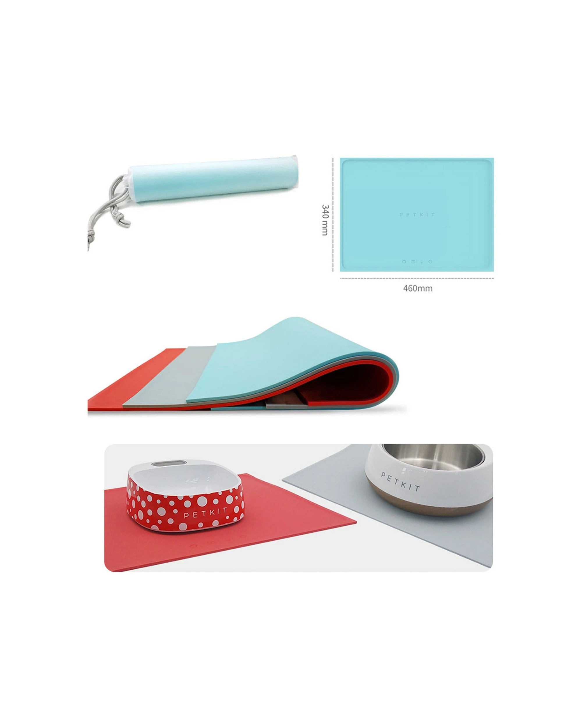 2 Petkit Waterproof Anti-Slip Mat Silicone Pet Bowl Non-Toxic Dishwasher Safe - Grey, 2 of 3