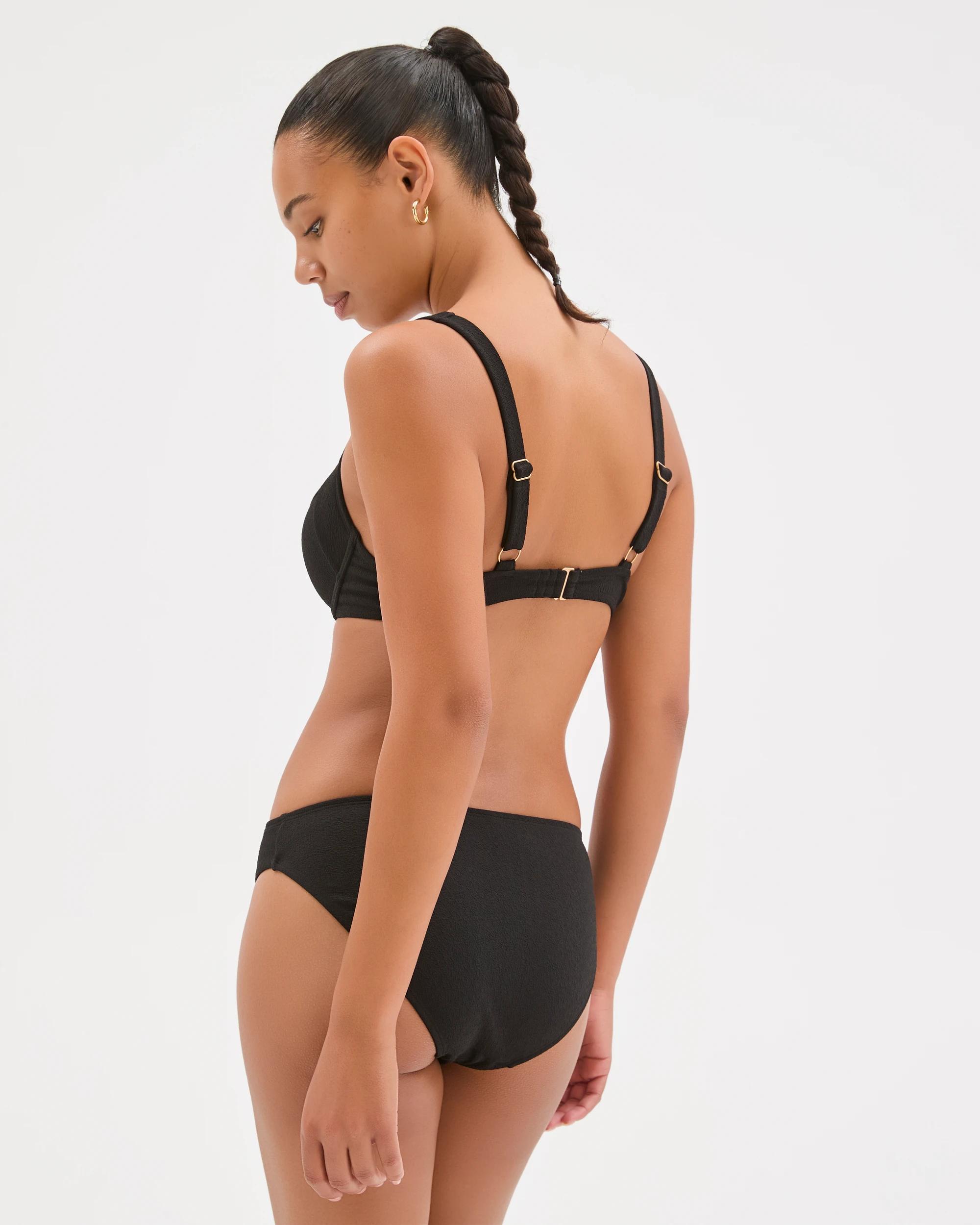 6 Target Woman Resort Low Rise Soft Textured Swim Bikini Bottoms BLACK, 6 of 9