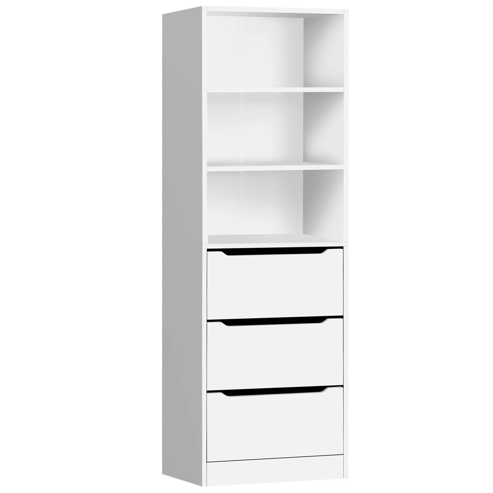 1 Alfordson Chest of 3 Drawers Office Storage Cabinet Tallboy Bedroom - White, 1 of 10