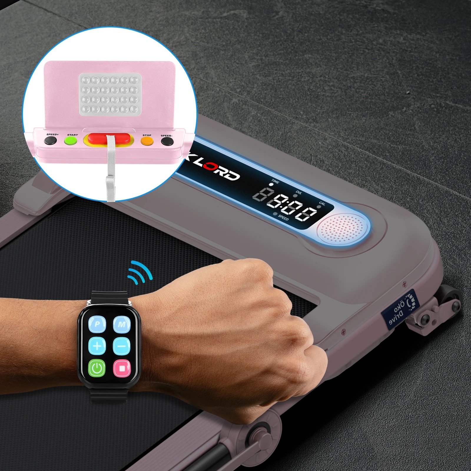 8 Black Lord Treadmill Electric Walking Pad Folding Incline Shock Absorbers - Pink, 8 of 9