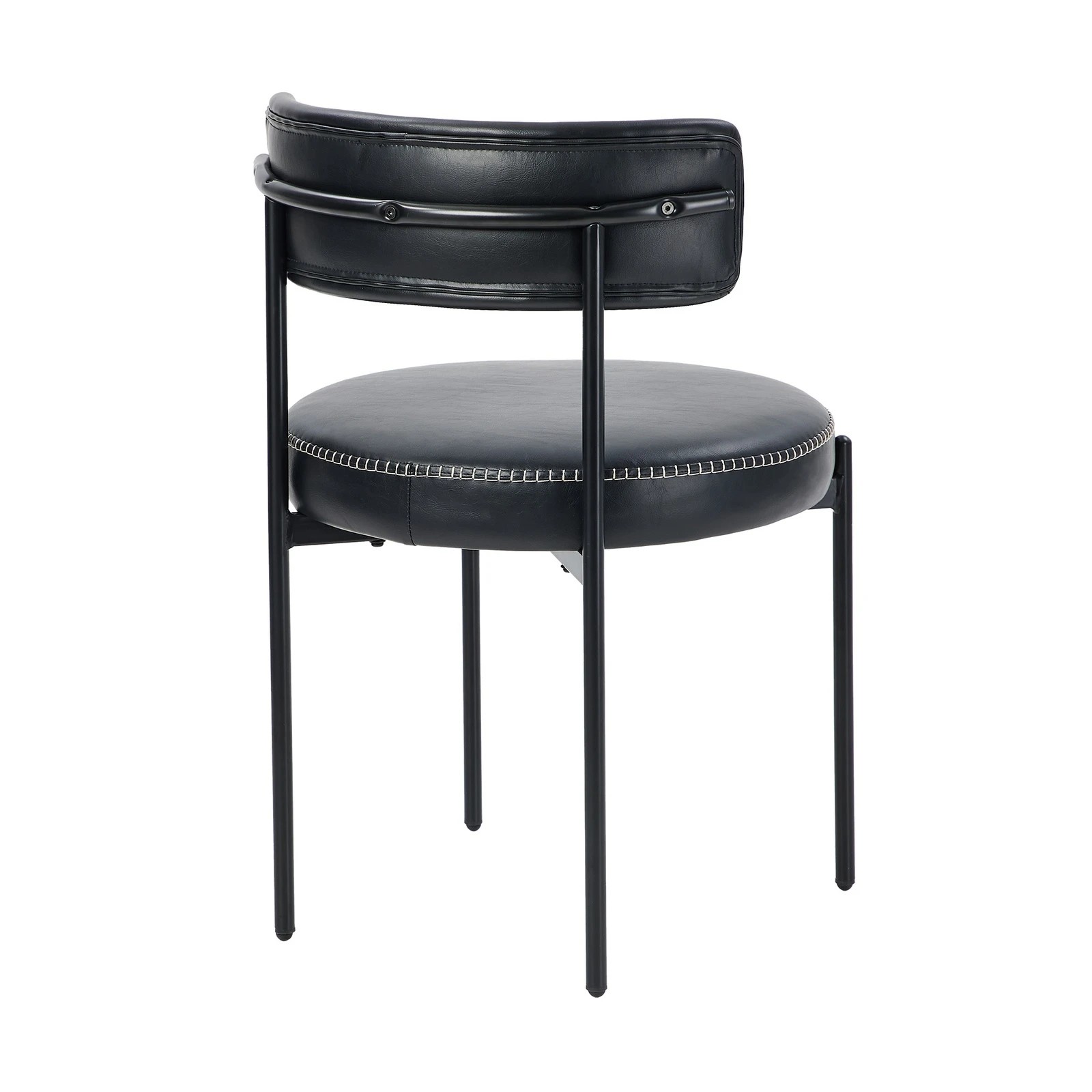 7 Oikiture 2x Dining Chair Round Kitchen Lounge Seats PU Leather - Black, 7 of 9