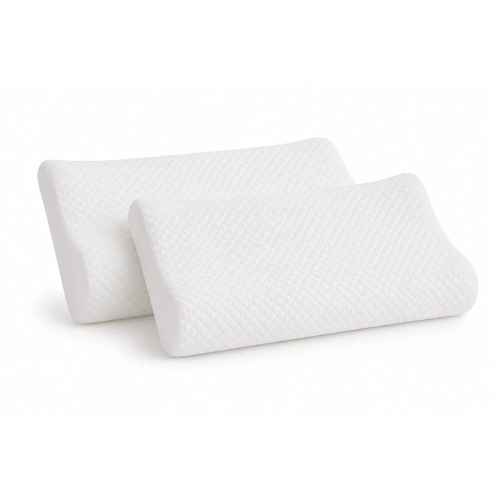 1 Zzz Atelier 2 Pack 100% Natural Latex Contour Pillow - Firm Support - White, 1 of 6