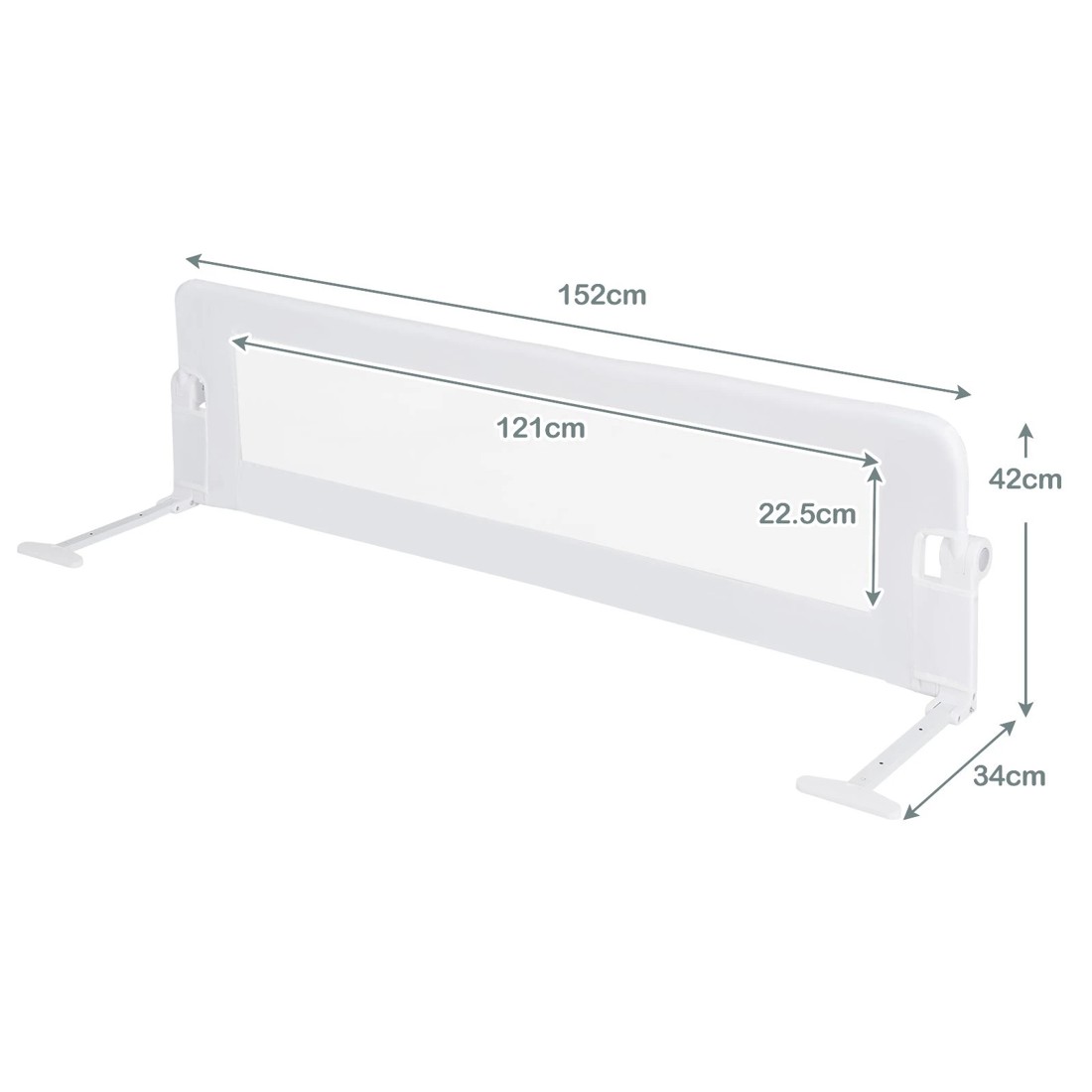 2 Costway 152x42cm Foldable Baby Bed Rail - White, 2 of 2