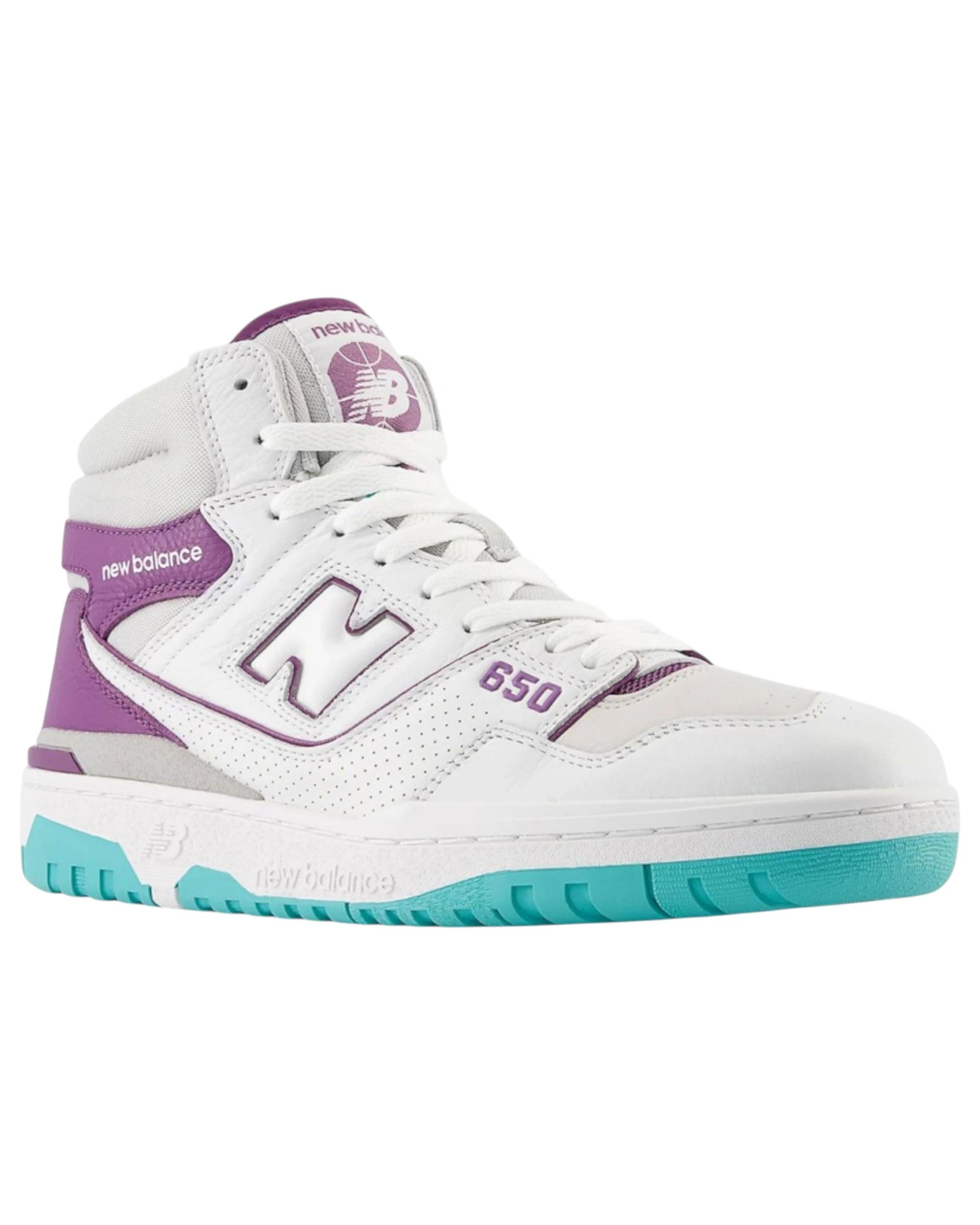 4 New Balance Mens 650 High Top White/ Purple Athletic Shoes WHITE/PURPLE, 4 of 5