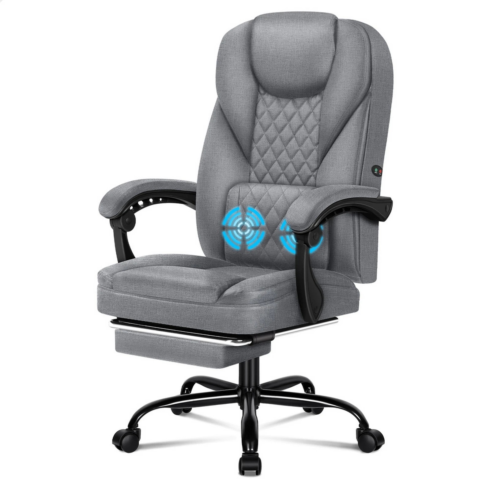 1 Alfordson Massage Office Chair Executive Fabric Seat Gaming Recliner Computer - Grey, 1 of 10