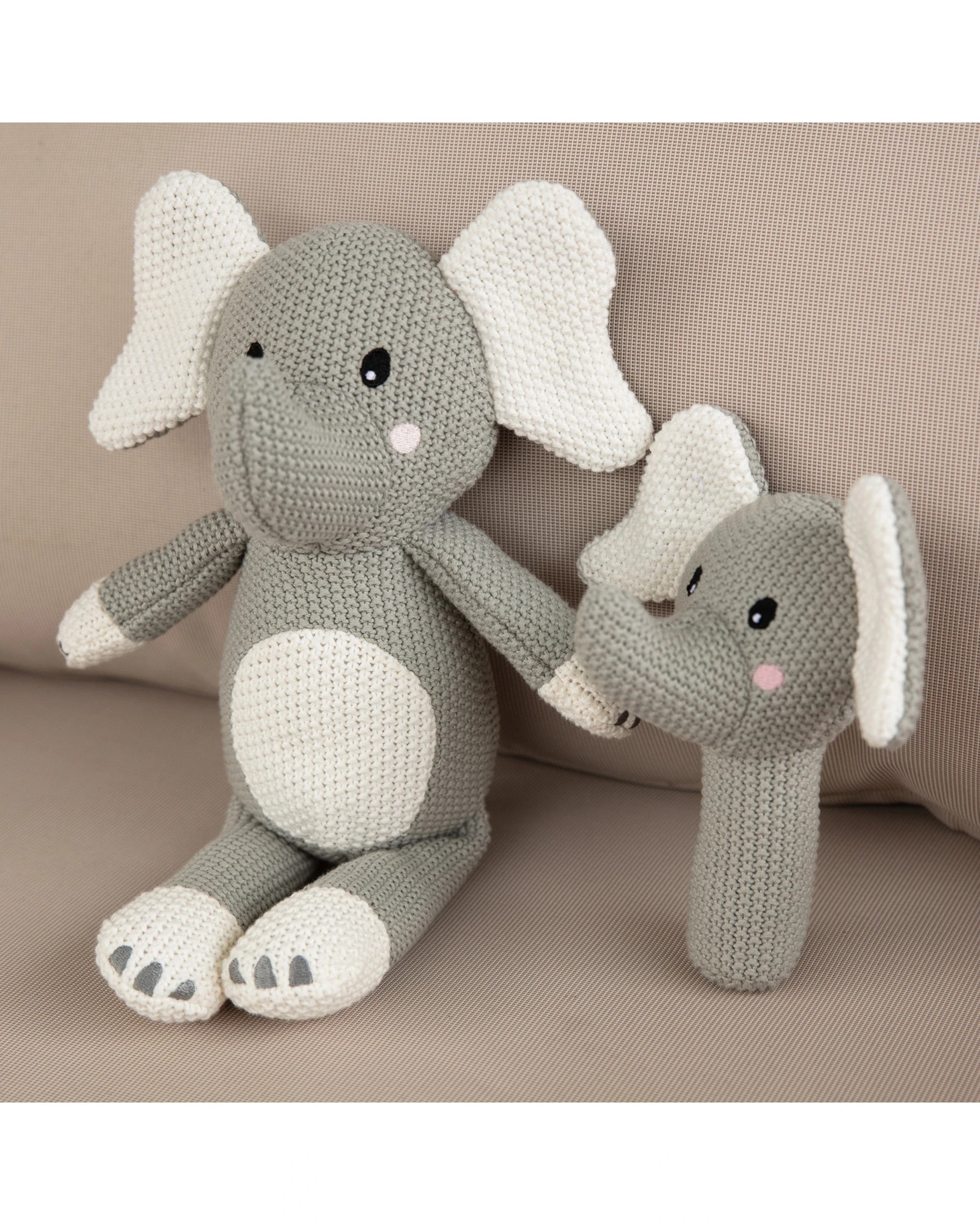 3 Splosh Baby Elephant Cotton Knitted Plush Kids Toy 32cm - Grey, 3 of 3