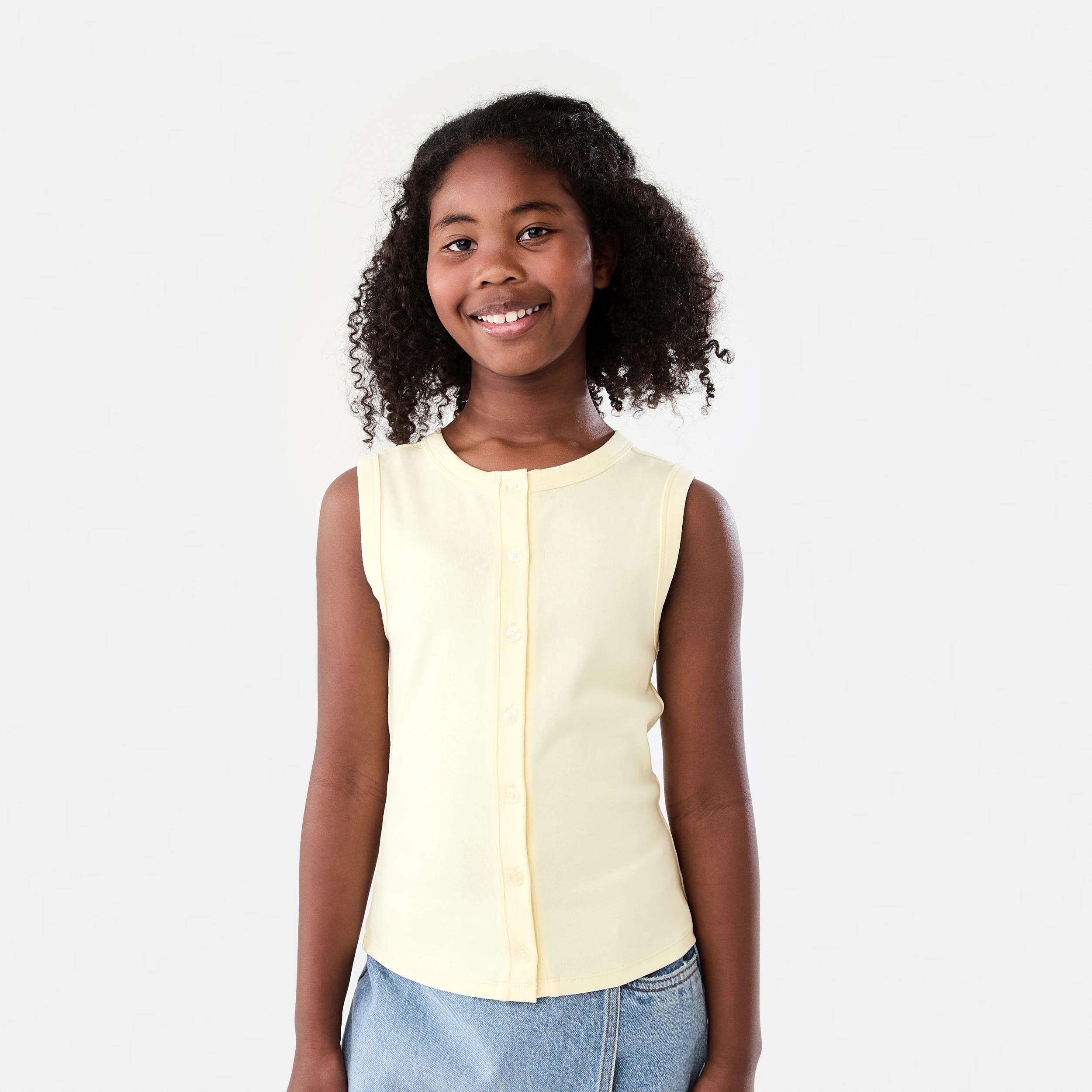1 Button Through Rib Tank Sorbet Yel, 1 of 7