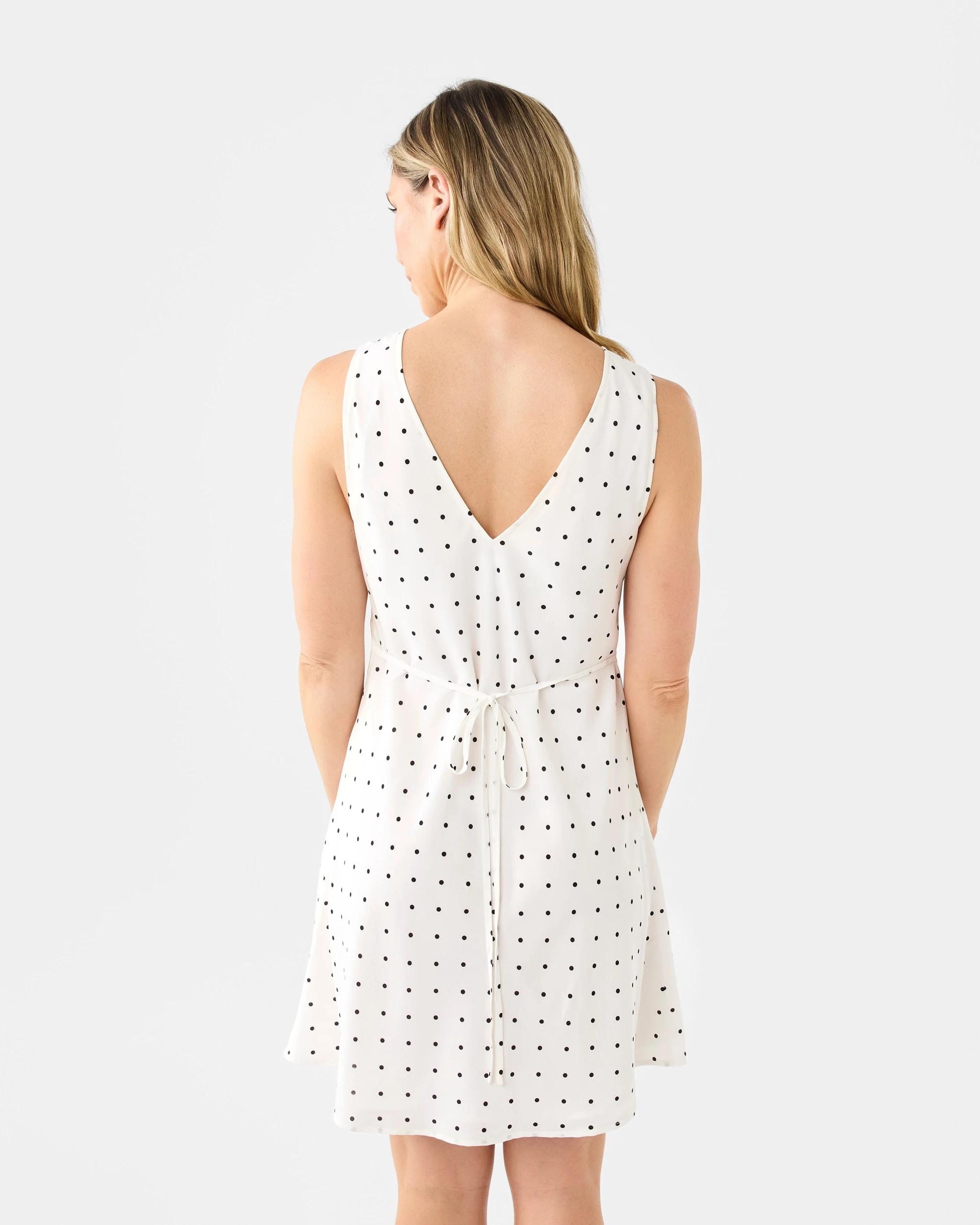 3 Sleeveless Crepe V-Neck Mini Dress Cloud Spot, 3 of 7