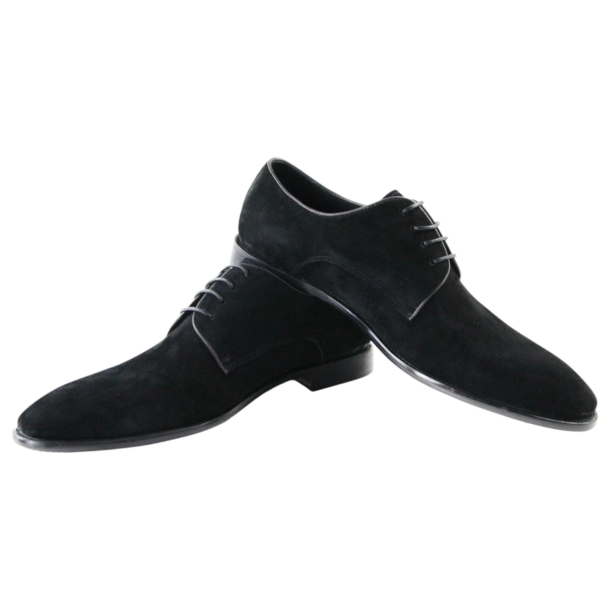 2 Zasel Hercules Suede Leather Lace Up Dress Casual Work Mens Shoes BLACK, 2 of 3