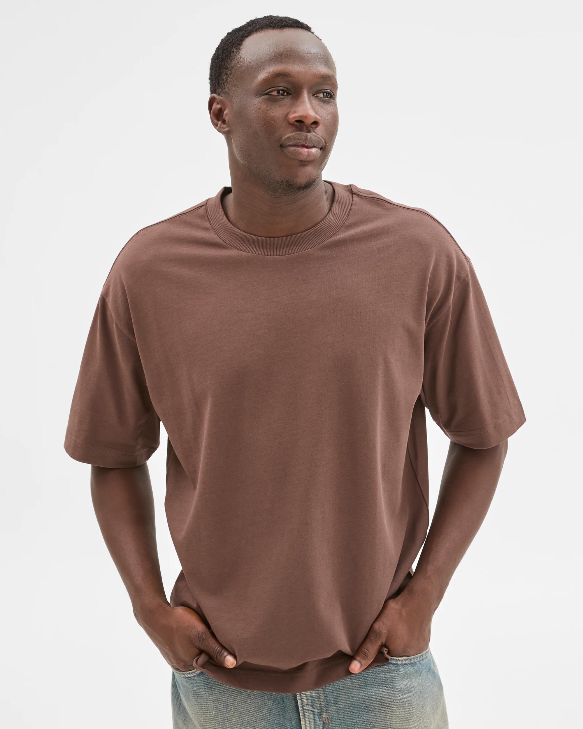 3 Commons Australian Cotton Oversized Heavy Core T-Shirt CHOCOLATE, 3 of 6