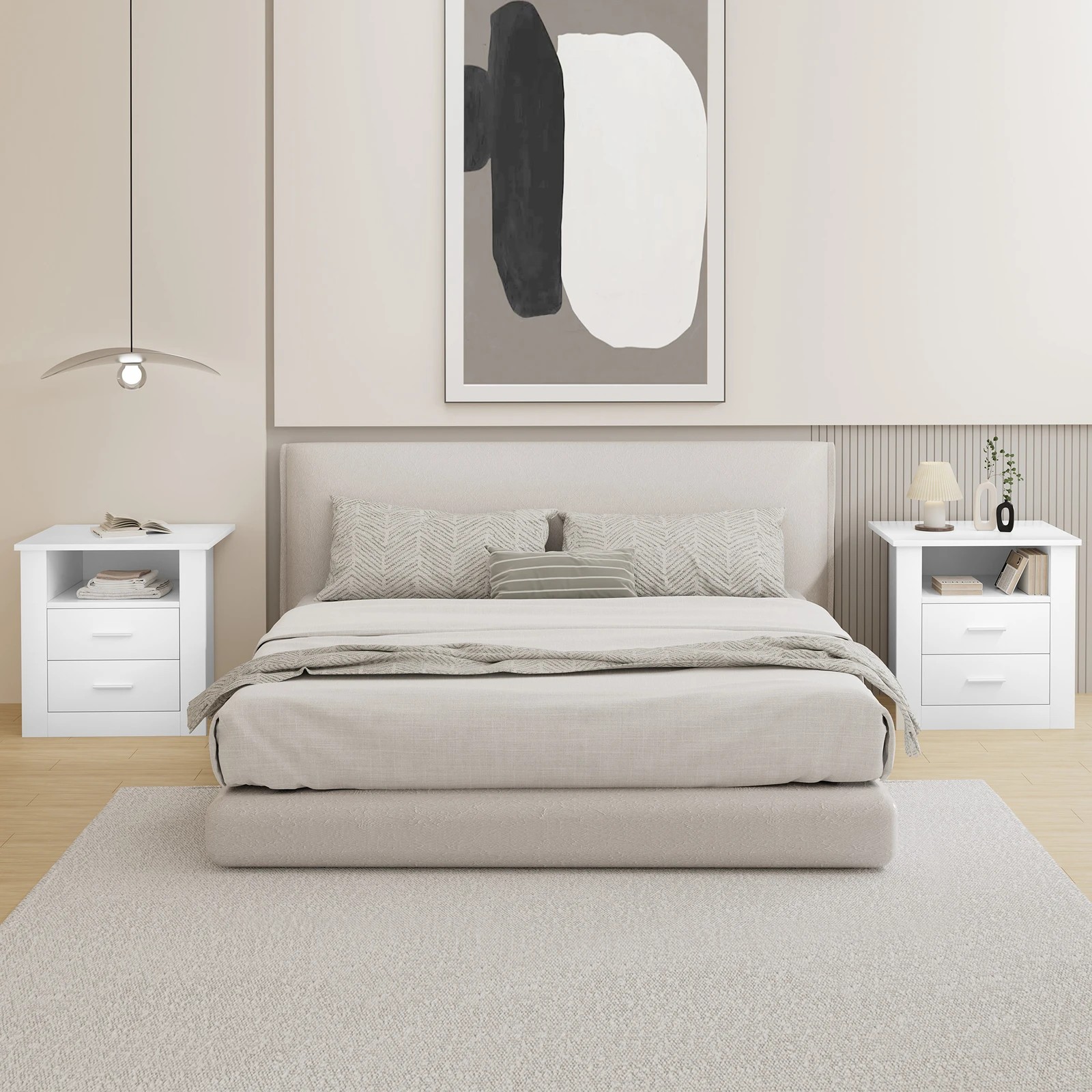 3 Alfordson 2x Bedside Table Nightstand Storage Cabinet Side Table Classic - White, 3 of 10