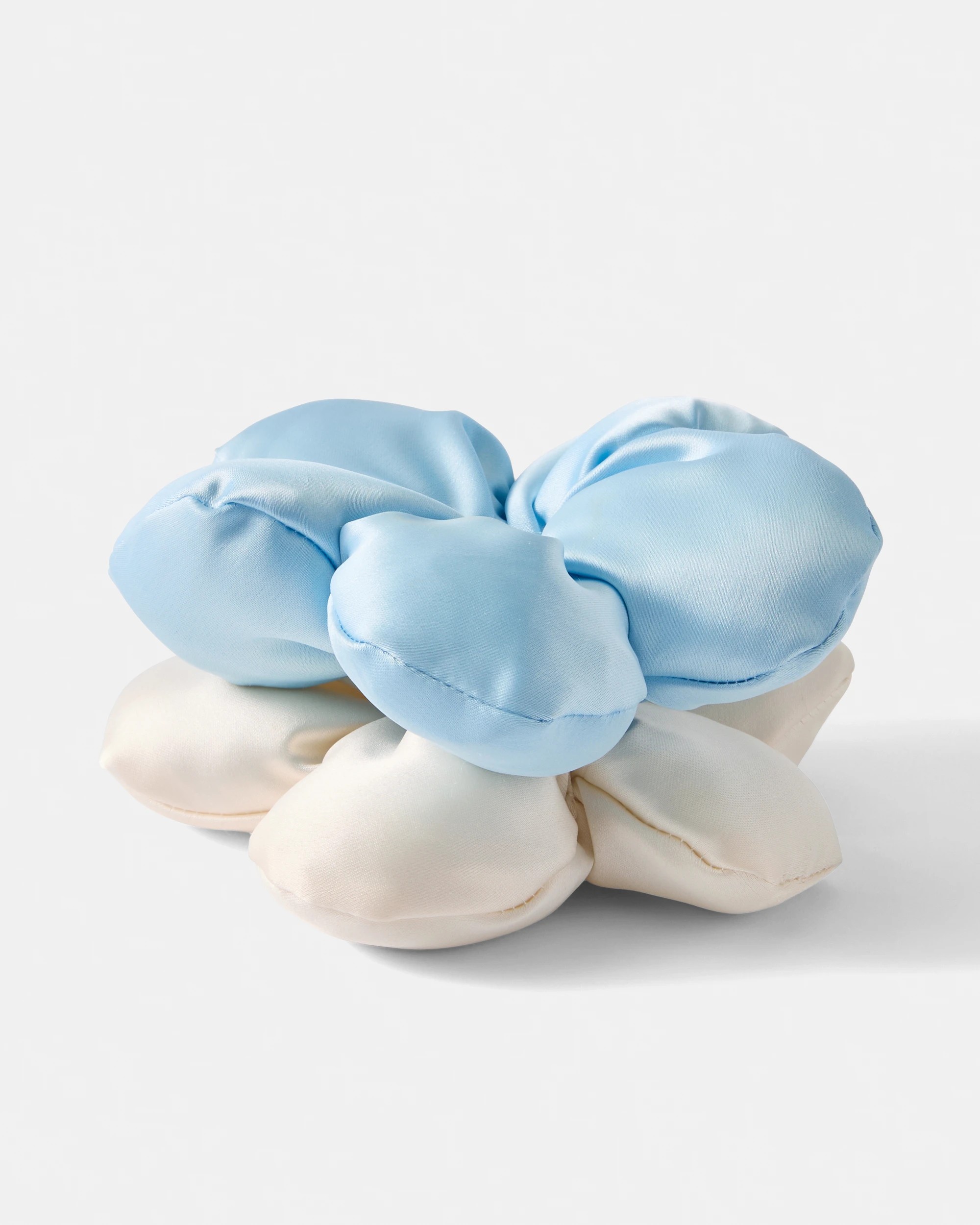 2 2 Pack Flower Scrunchies - Blue and Cream, 2 of 5