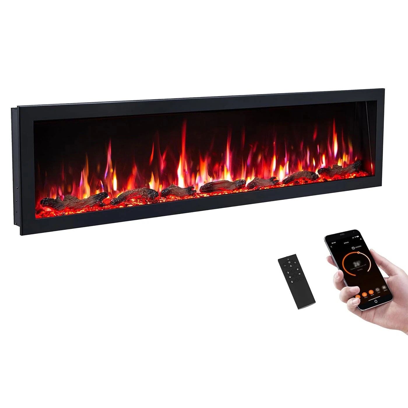4 Moda Living Aria 72 inch Electric Fireplace - Black, 4 of 7