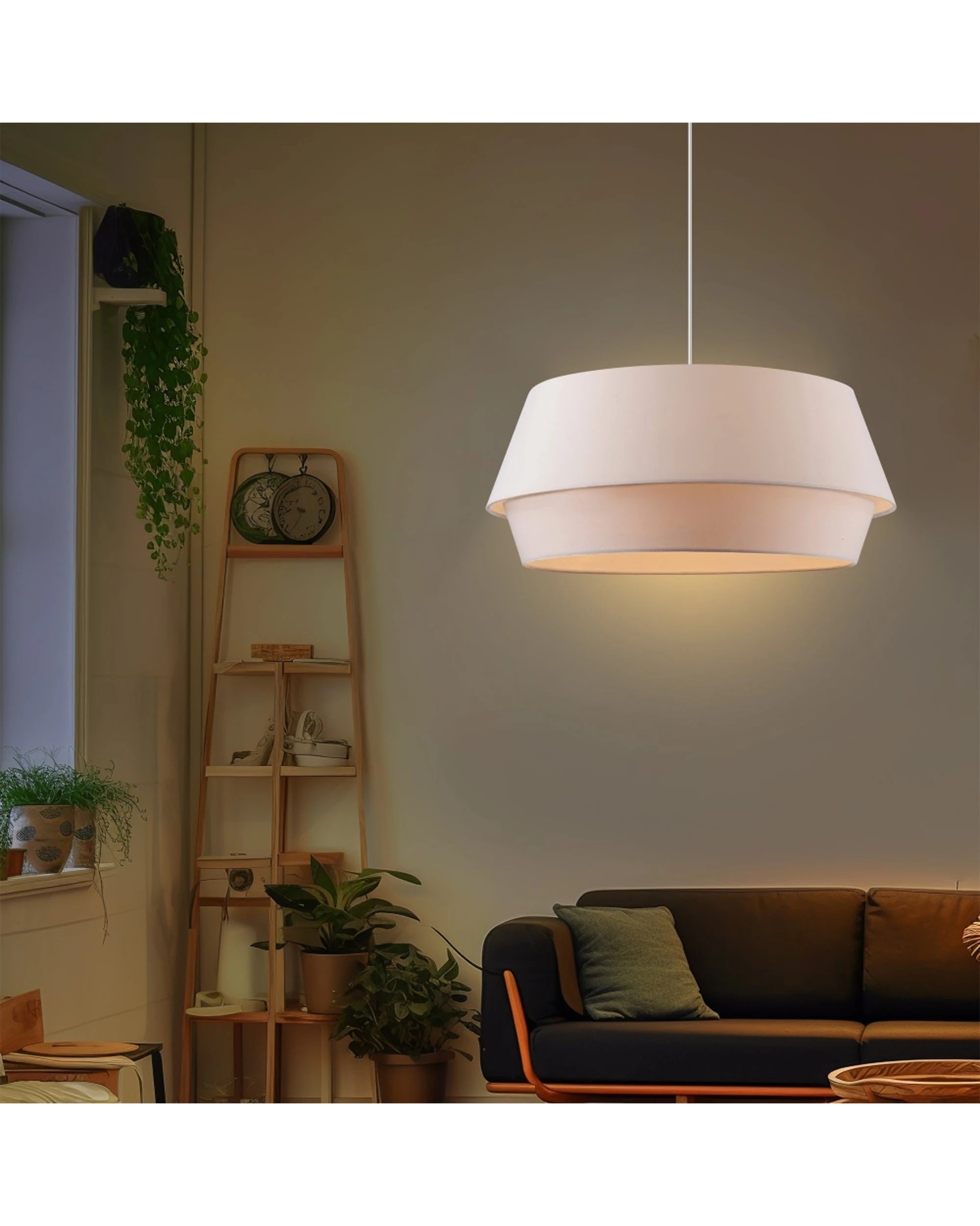 Lexi Lighting Elisa Pendant Light Fabric Shade 150cm - White - Kmart