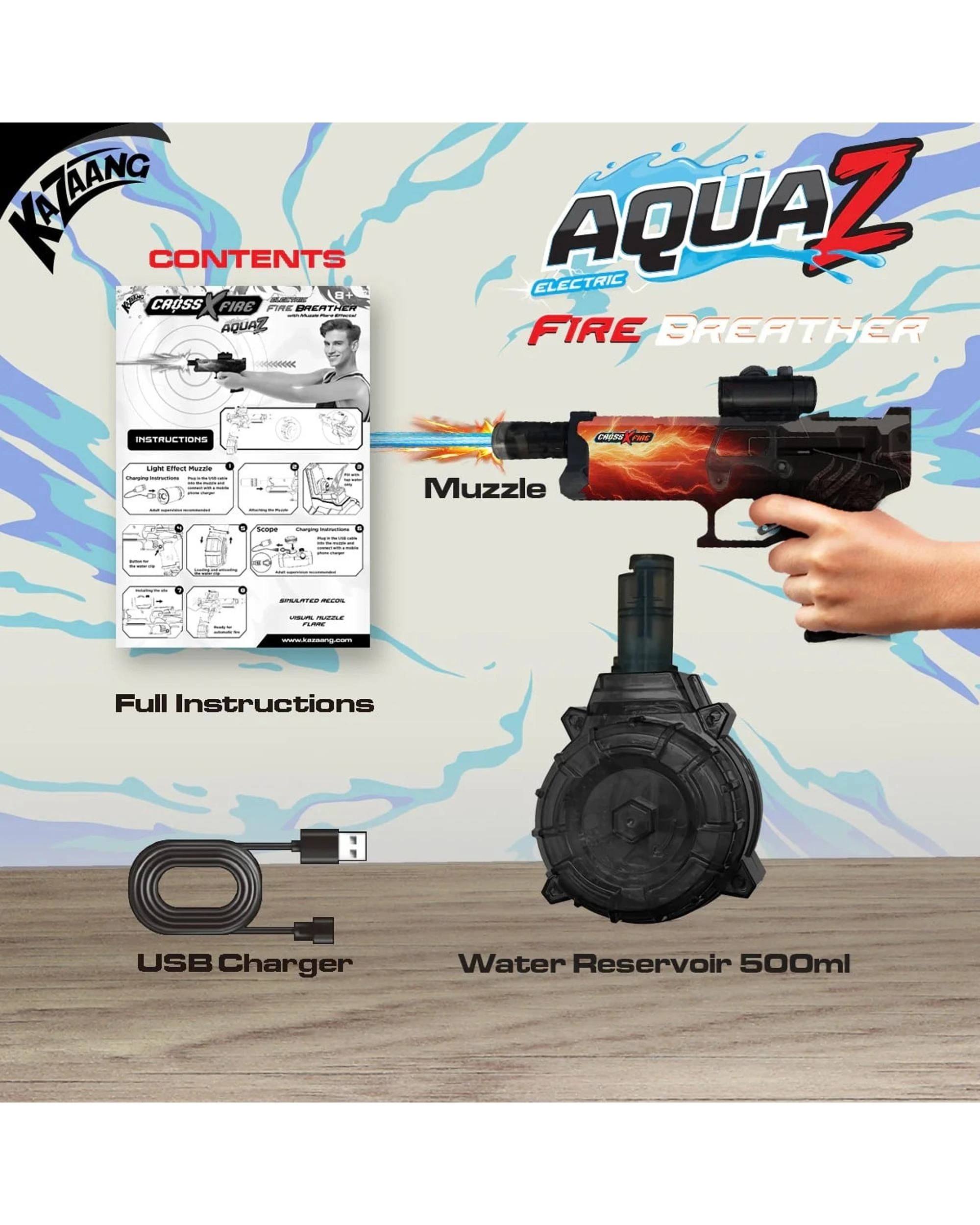3 CrossXFire AquaZ Fire Breather Electric Water Gun, 3 of 5