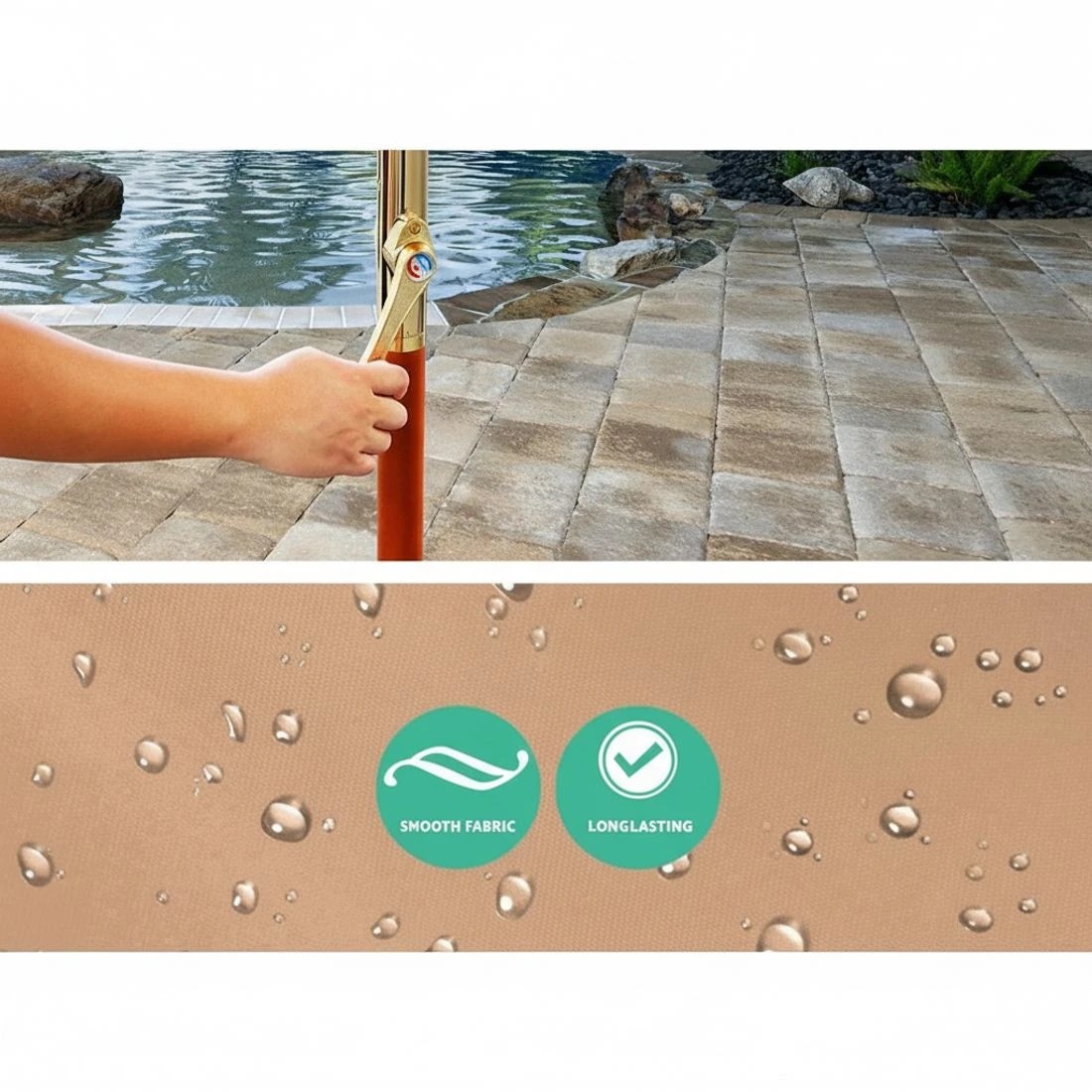 4 Instahut 3m Outdoor Umbrella Pole Umbrellas Beach Garden Sun Stand Patio - Beige, 4 of 5