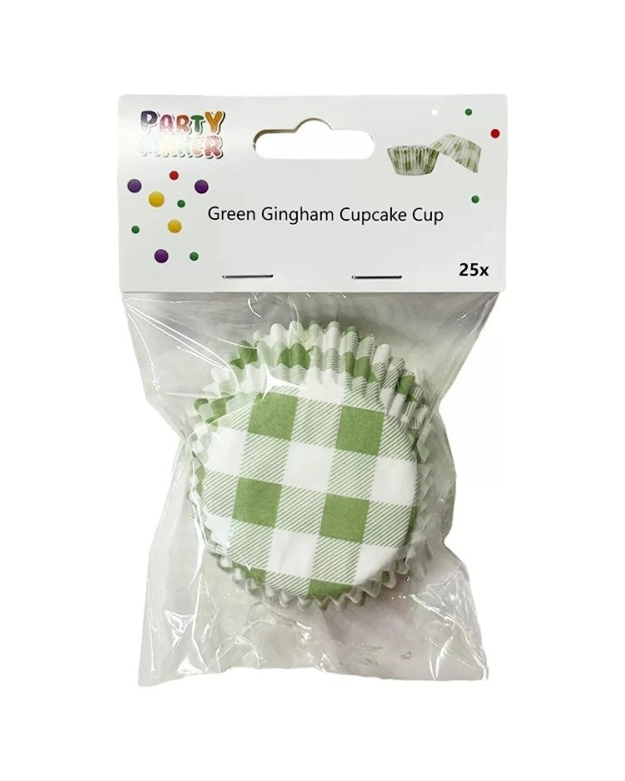 1 Party Maker 25pc Gingham Cupcake Cups Event Supplies - Green, 1 of 1