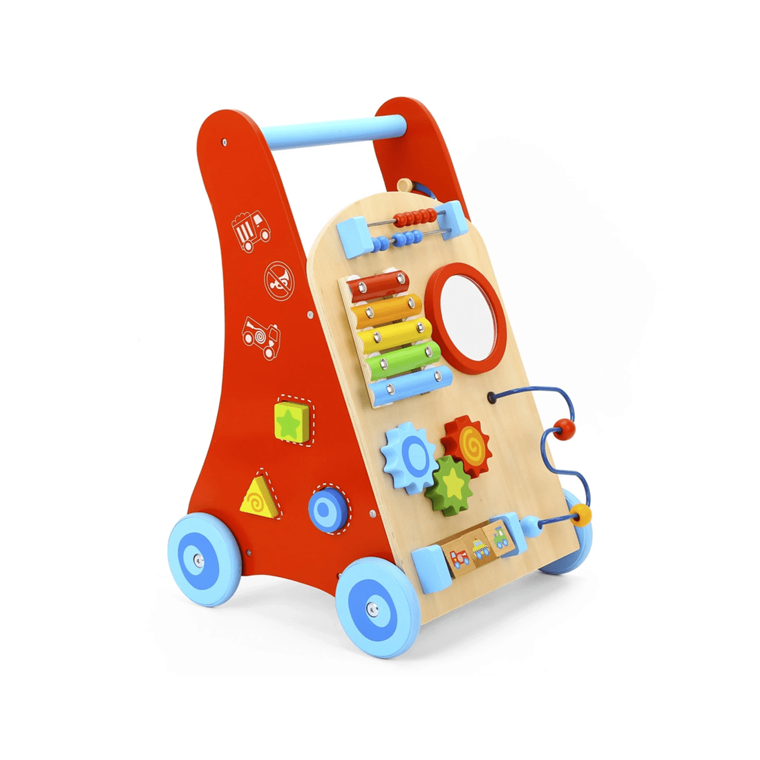 3 Tooky Toy Baby Walker Wooden Activity Play Toy With Mirror And Beads 18m Plus
 - Multi, 3 of 3