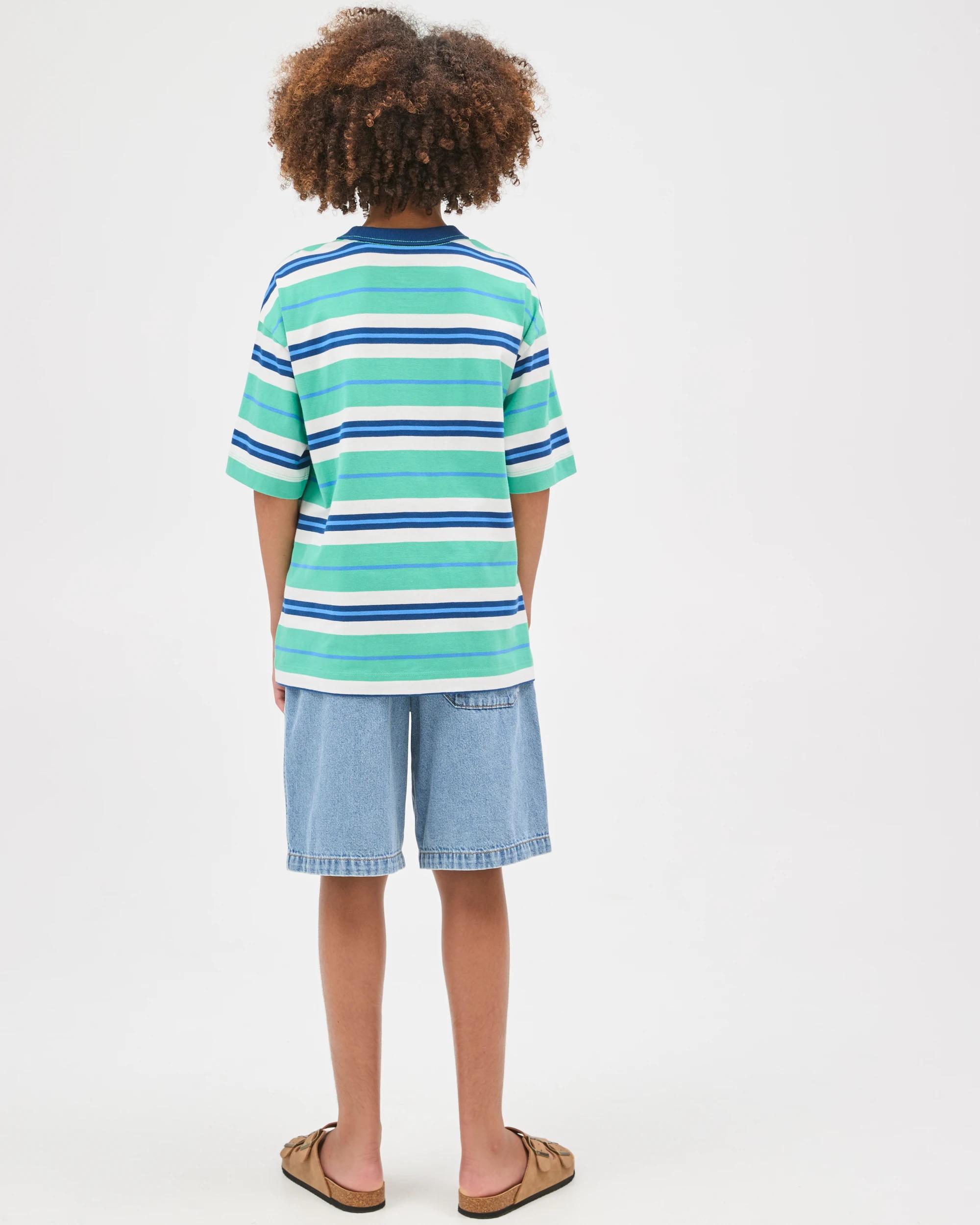 4 Target Kids Australian Cotton Oversized Striped T-Shirt GREEN, 4 of 6