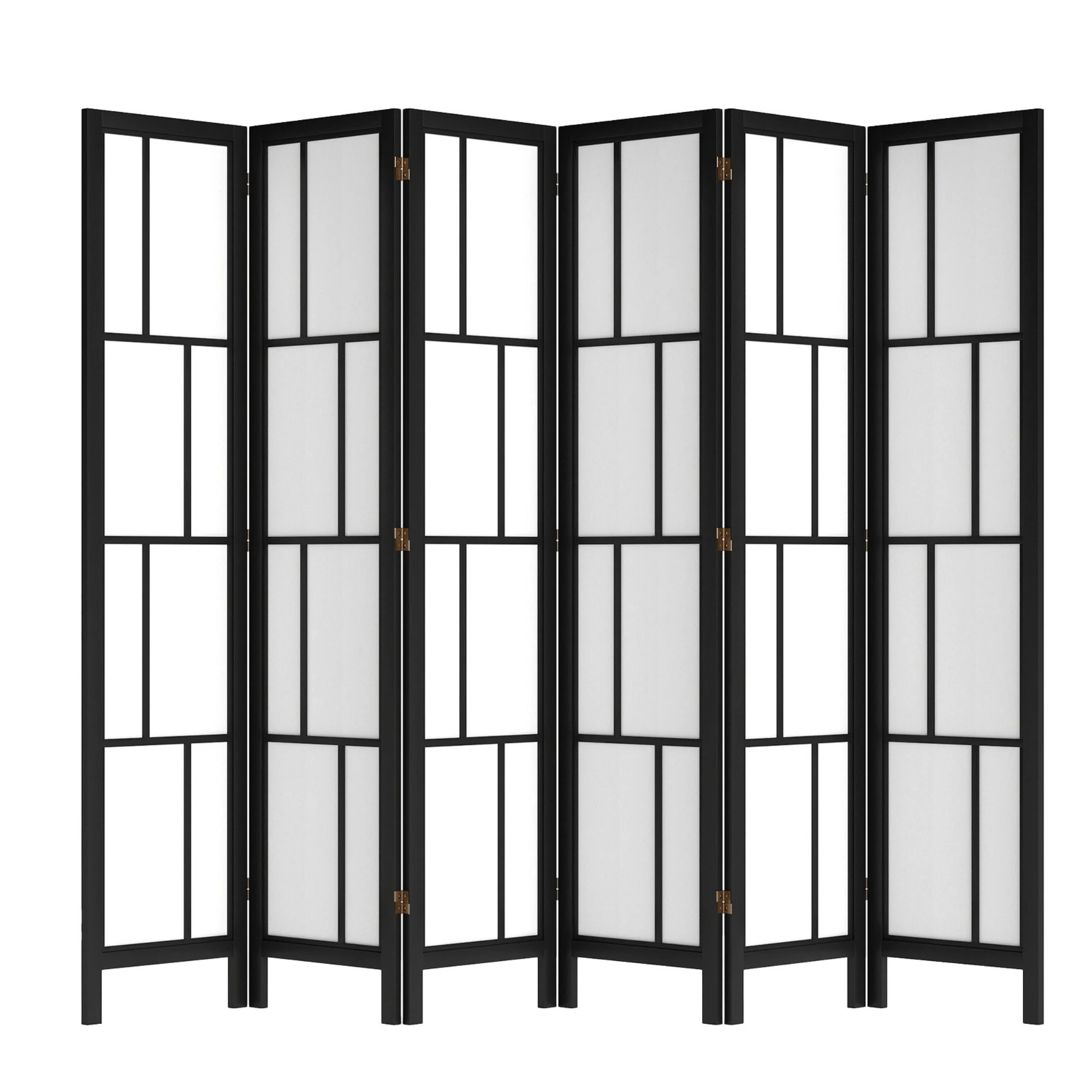 1 Levede 6 Panel Room Divider Folding Partition Freestanding Screen Wooden - Black, 1 of 9