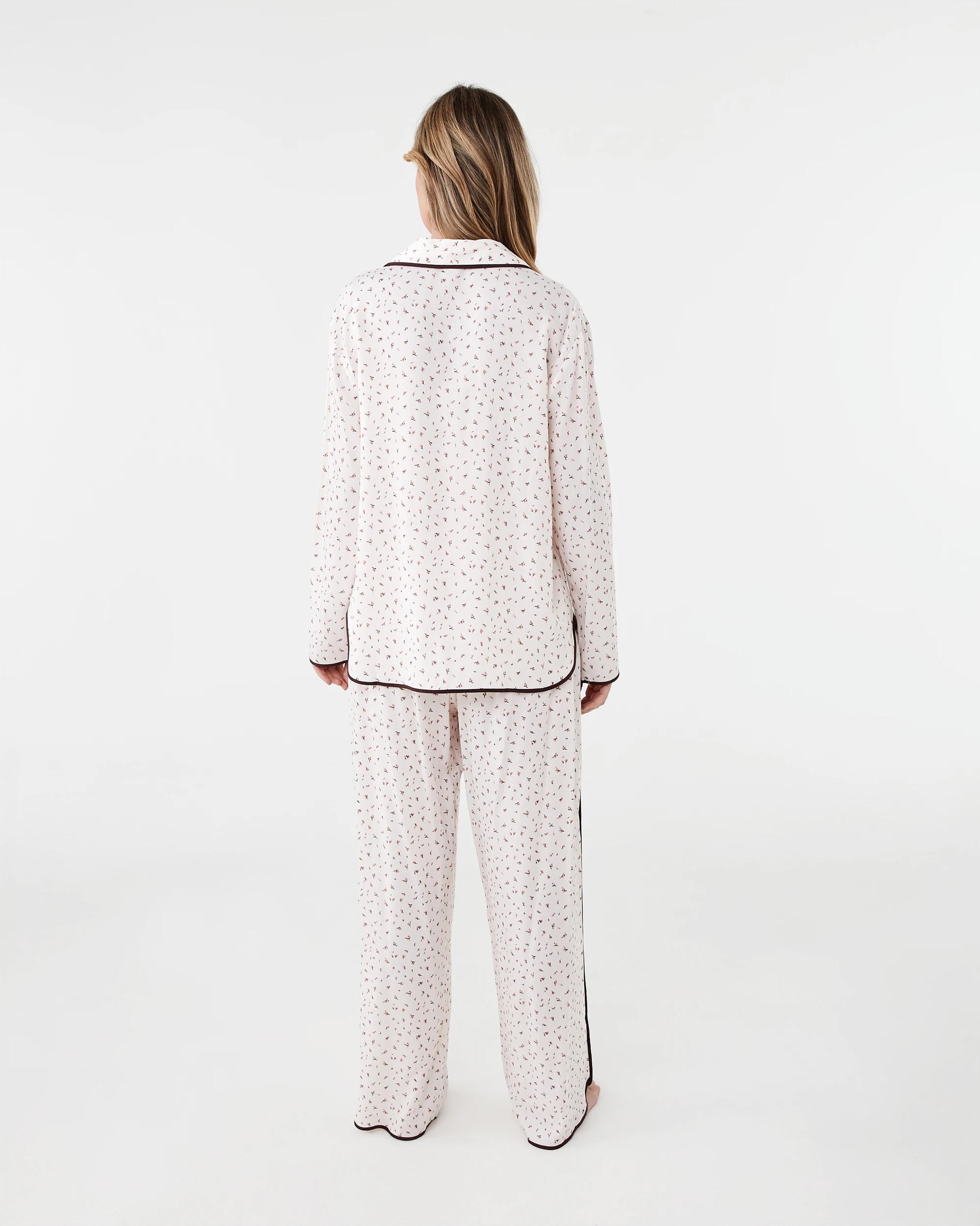 3 Matte Satin Long Sleeve Top and Pants Pyjama Set Ditsy Frl, 3 of 8