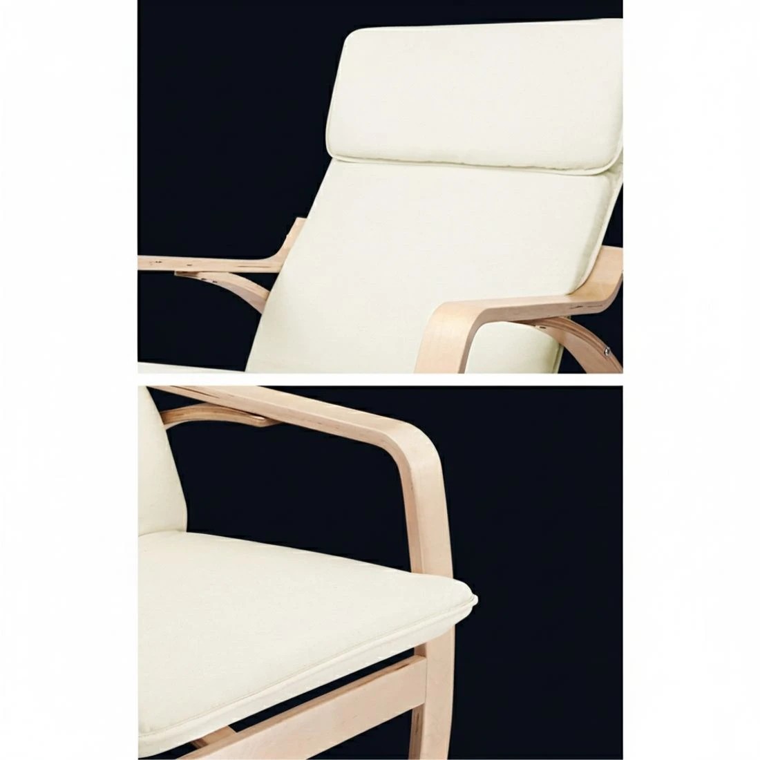 3 Artiss Rocking Armchair Nursing Bentwood Aero - Beige, 3 of 7