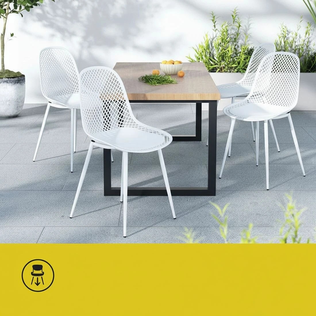 5 Gardeon 4PC Outdoor Dining Chairs PP Lounge Chair Patio Garden Furniture - White, 5 of 7
