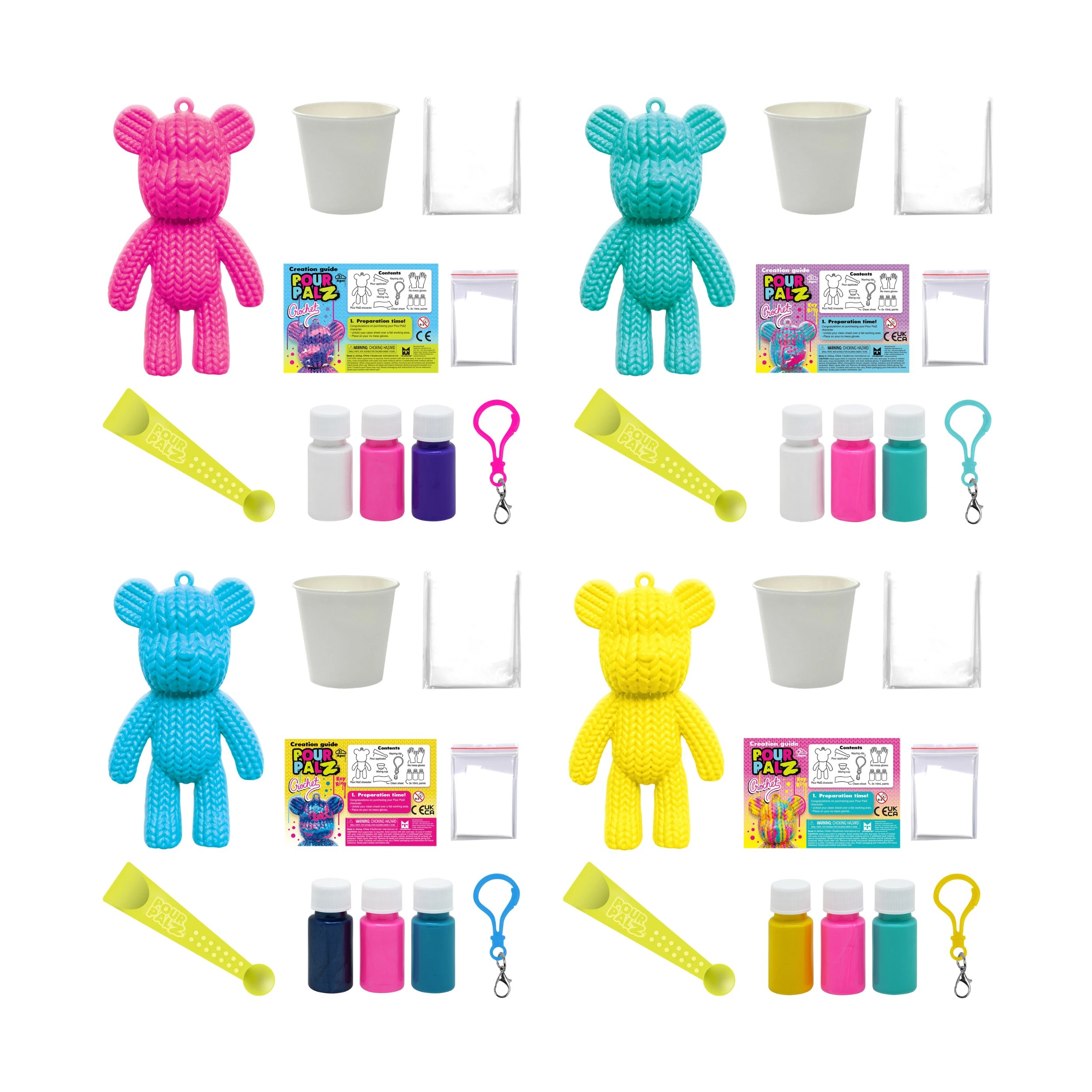 3 Pour Palz Crochet Mini Bear Keyring - Assorted, 3 of 3