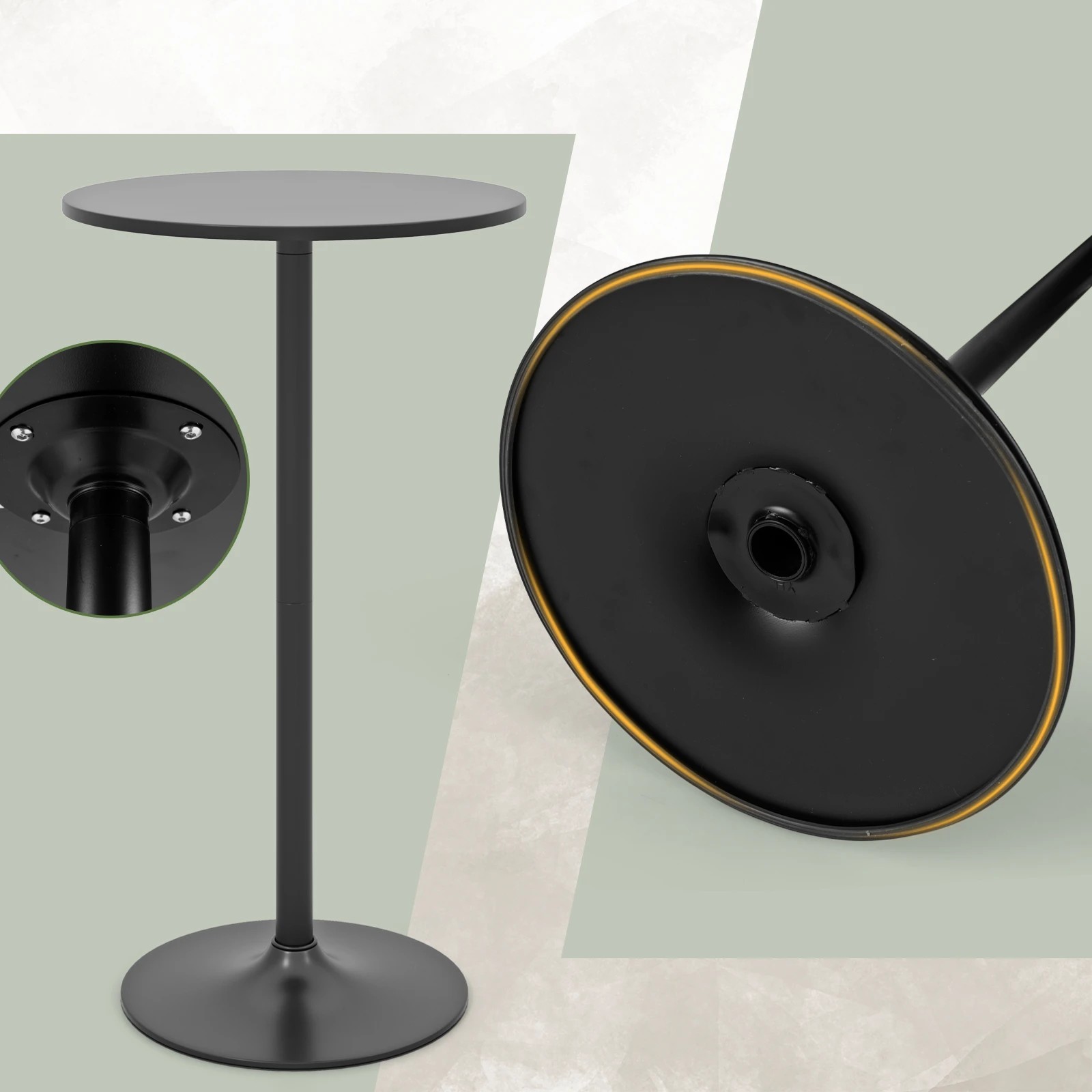 6 Costway 2PCS High Bar Table Round Coffee Side Table Pub Dining Table - Black, 6 of 8