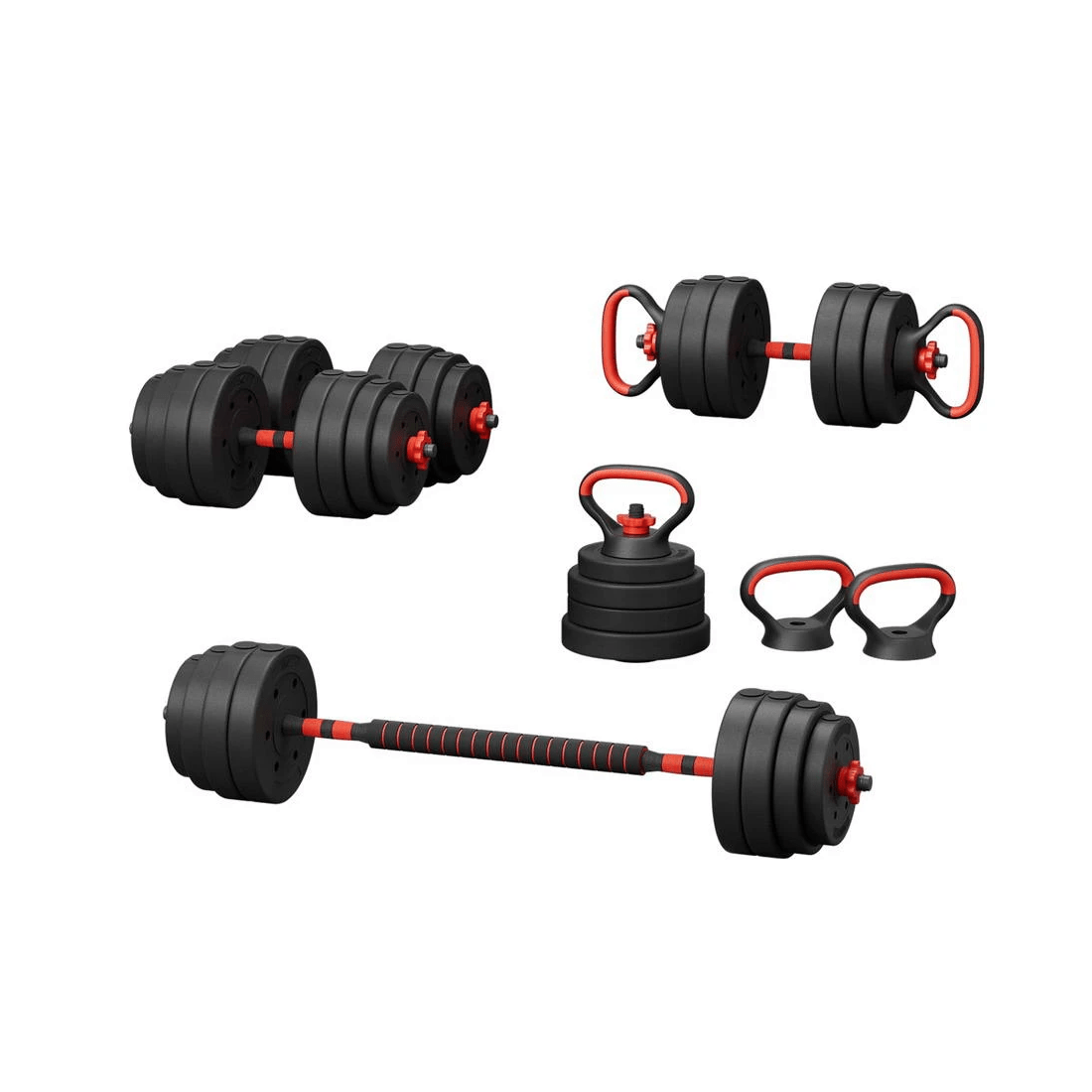 1 Everfit 40kg Adjustable Dumbbells Set Kettle Bell Weight Plates Barbells Gym - Black, 1 of 2