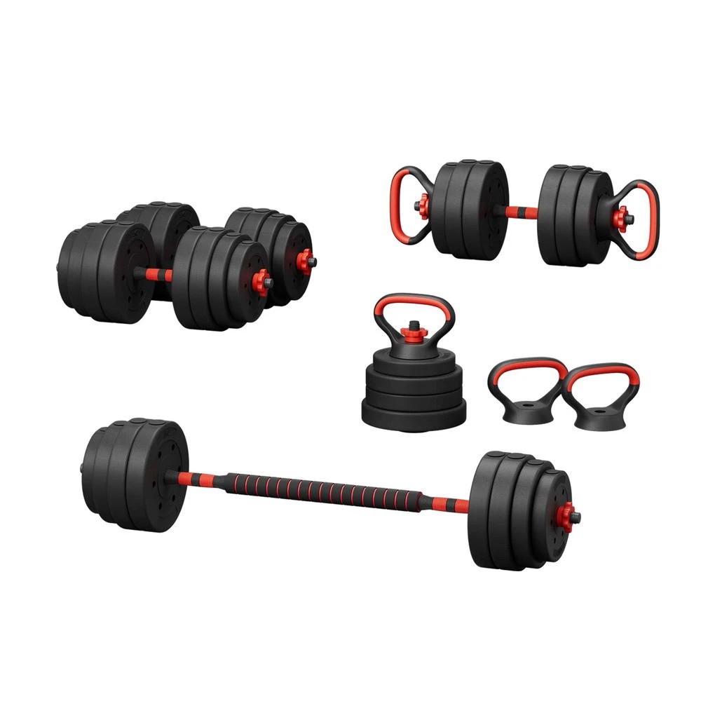 1 Everfit 40kg Adjustable Dumbbells Set Kettle Bell Weight Plates Barbells Gym - Black, 1 of 6