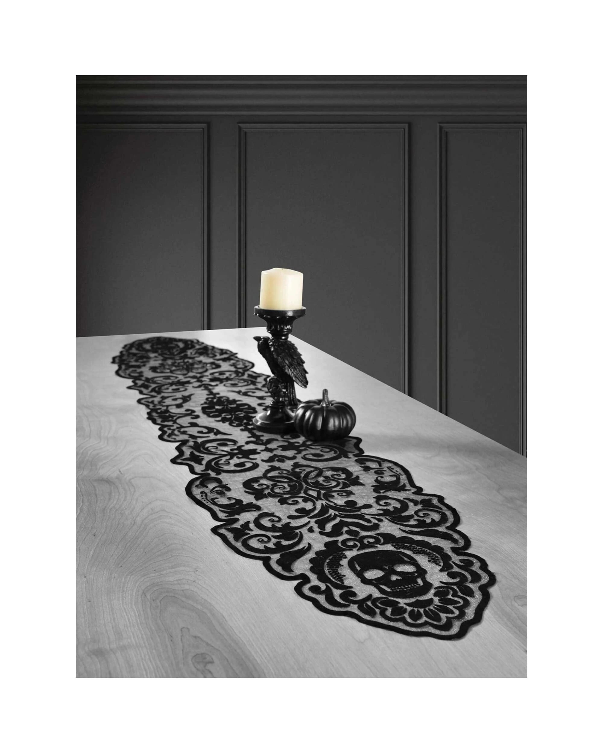 1 Amscan Inc. Boneyard Glam Fabric Table Runner - Black, 1 of 1