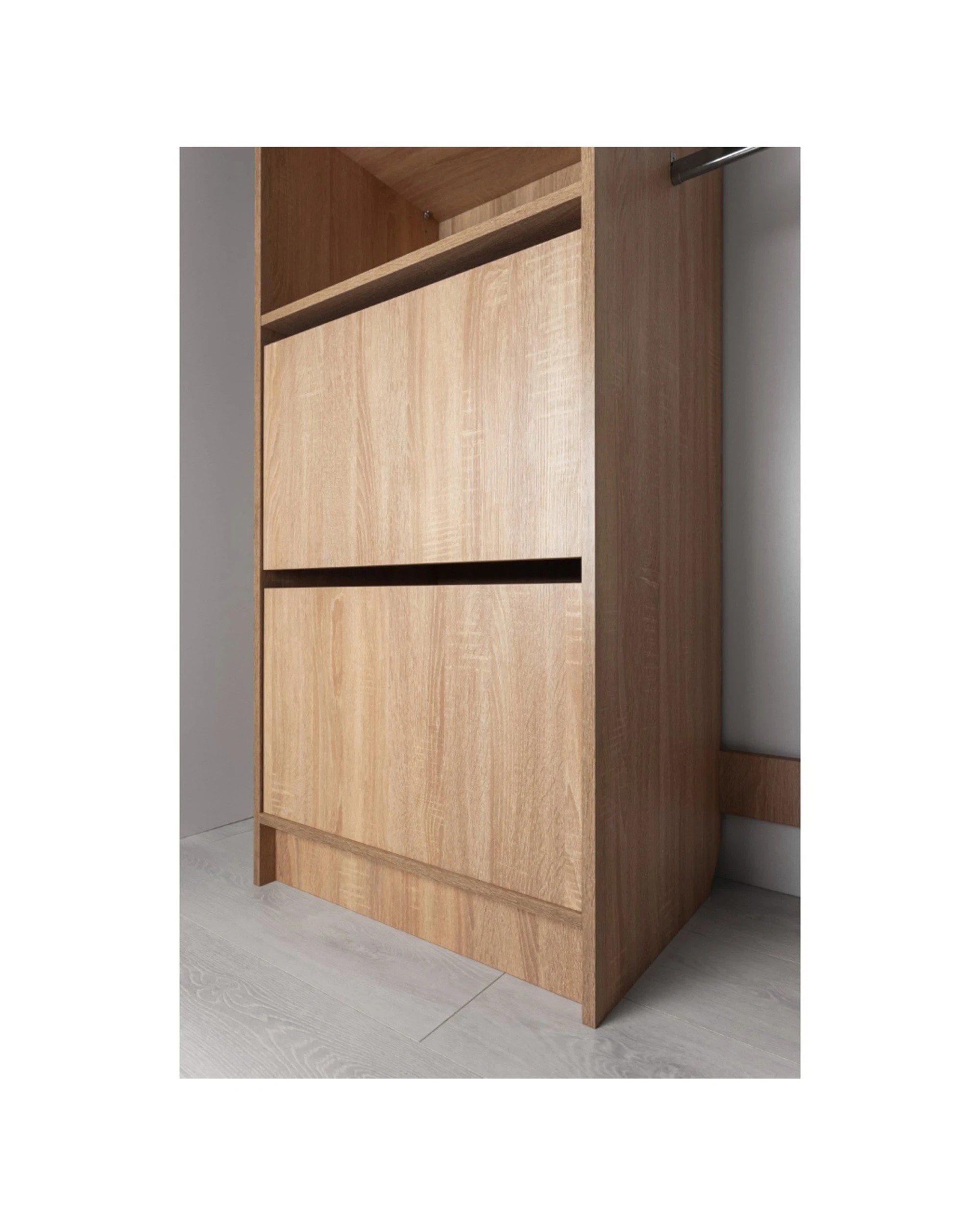 3 European Cabinetry Basel Walk In Wardrobe Kit Classic Swiss Krono Boards Oak - Natural, 3 of 6