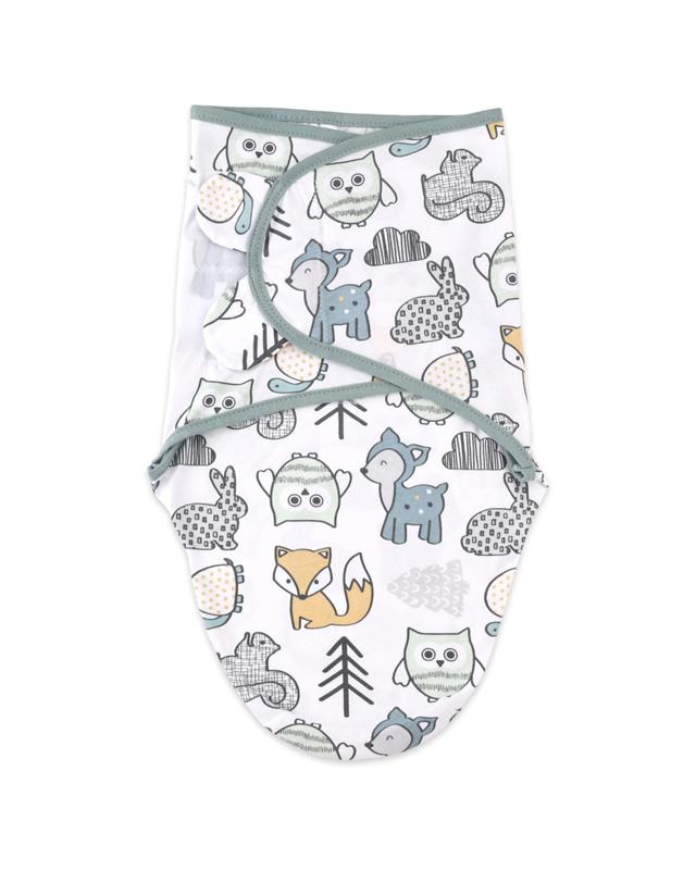 Little Haven Cotton Hooded Swaddle Woodland Soft Baby Wrap 0-3 Months Stretchy - M