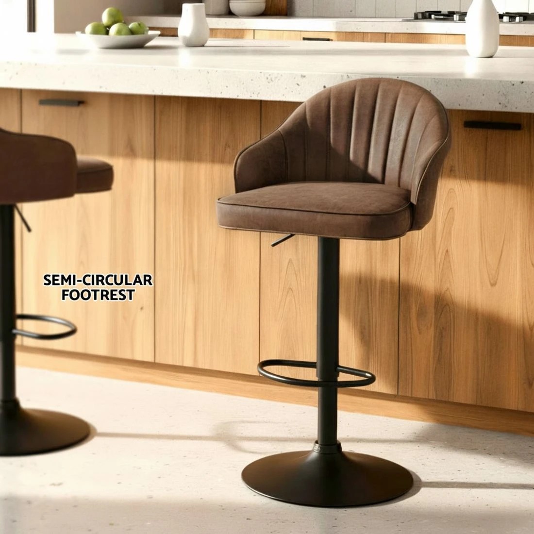 6 Artiss 4x Bar Stools Kitchen Swivel Gas Lift Counter Chair Shell Leather - Brown, 6 of 6