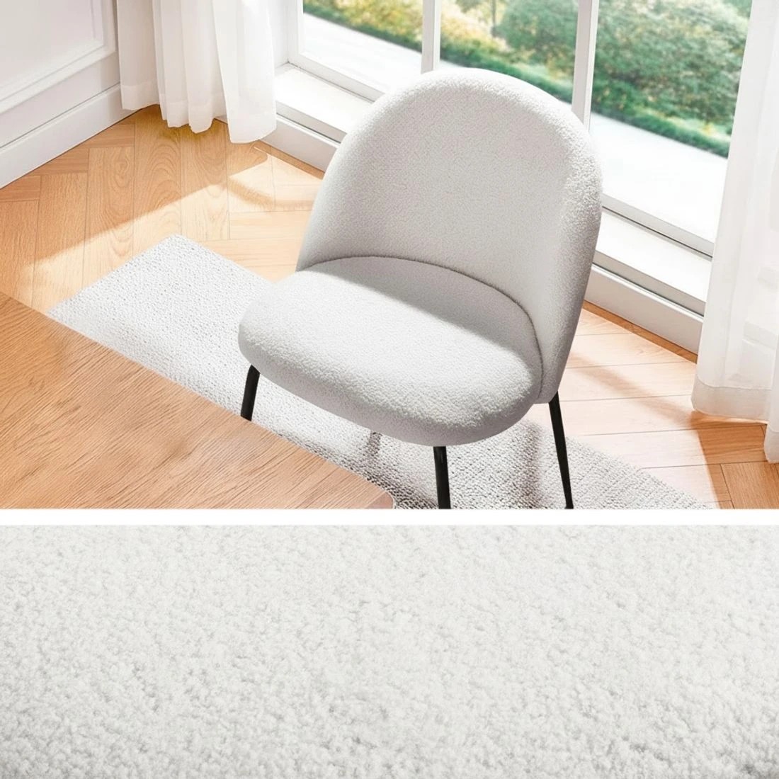 5 1 Artiss Dining Table and 4 Chairs Set  Sherpa - White, 5 of 5