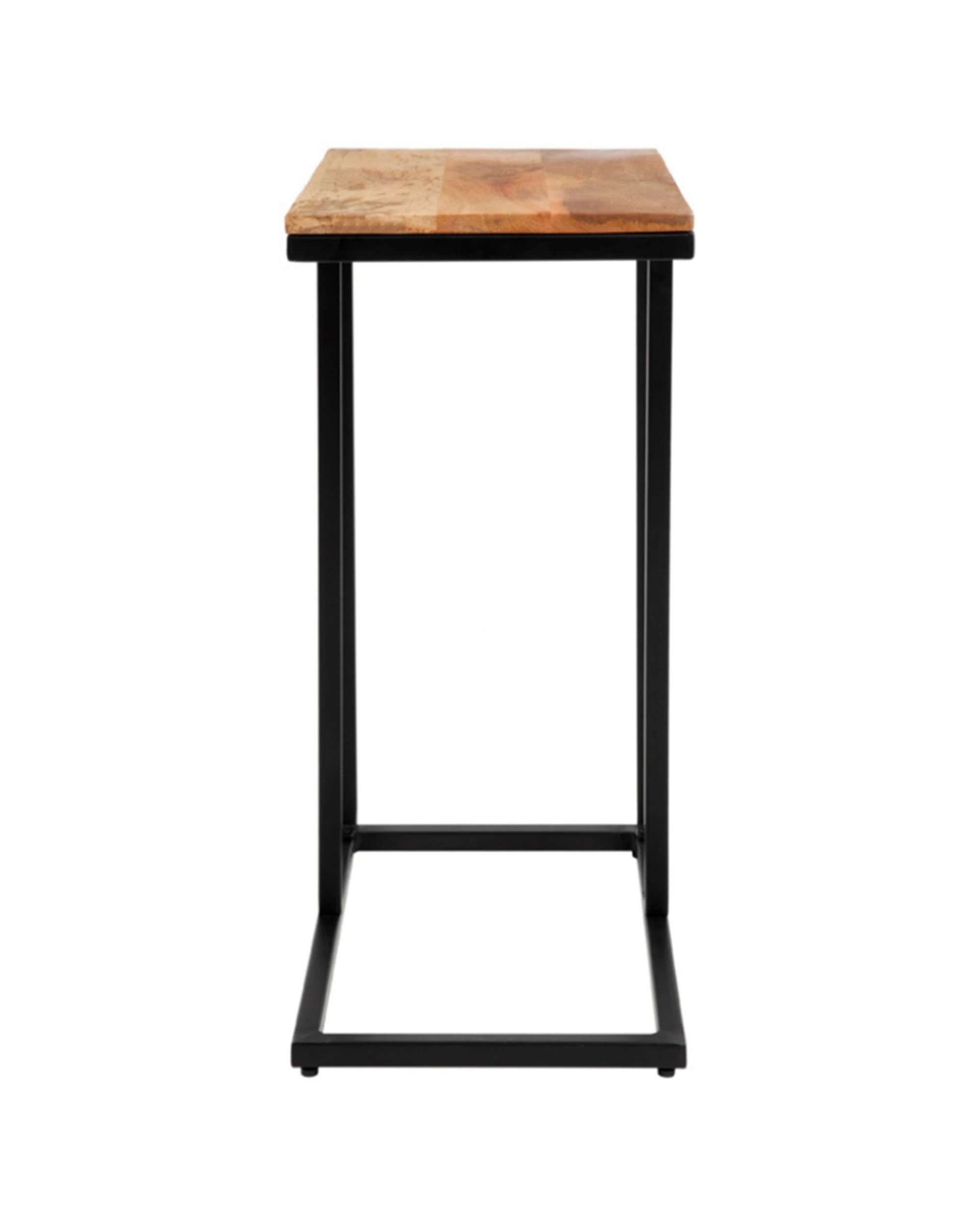Fab Habitat Bhumi C Shaped Mango Wood Side Table With Powder Coated ...