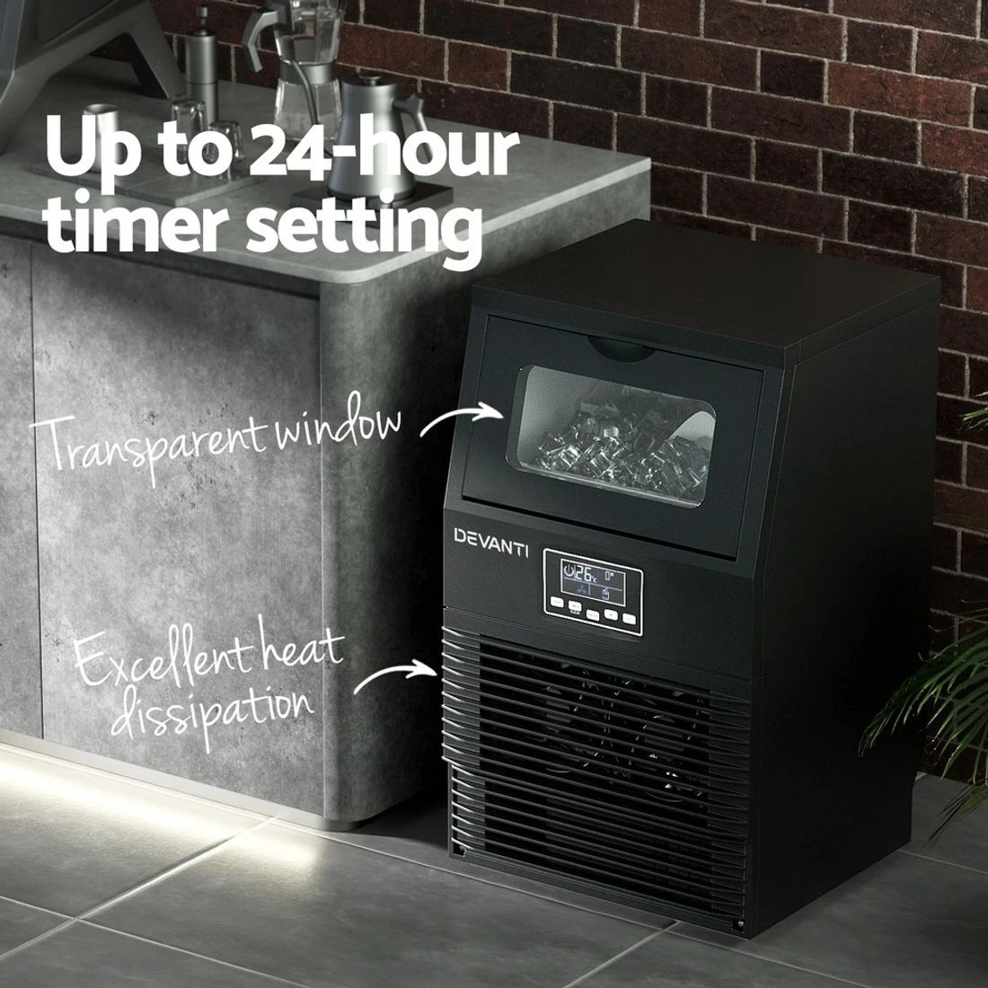 7 Devanti Commercial Ice Maker Cube Machine 30kg - Black, 7 of 7