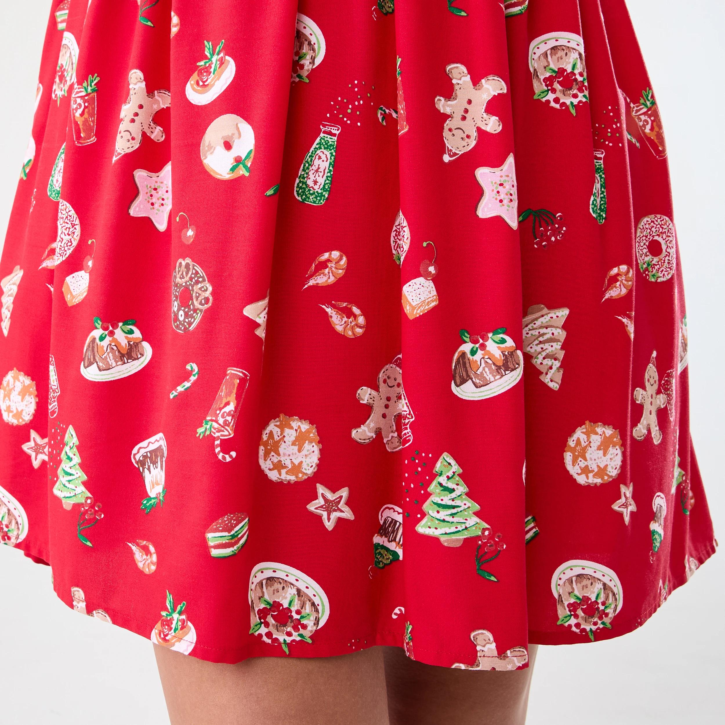 7 Short Sleeve Christmas Mini Dress Red Xmas, 7 of 8