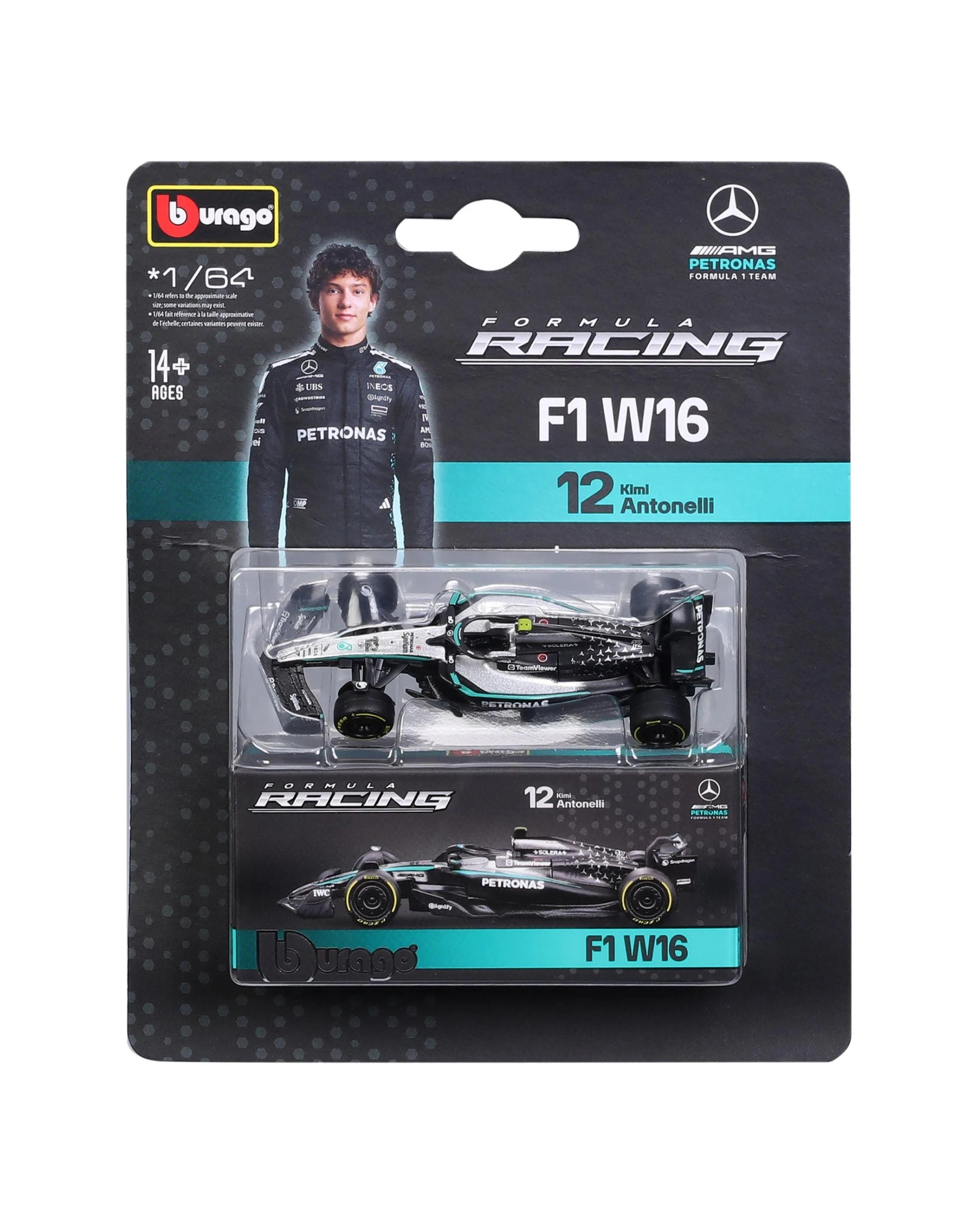 1 Bburago F1 Premium 2025 Mercedes W16 #12 Antonelli 1:64 Diecast Vehicle with Box, 1 of 5