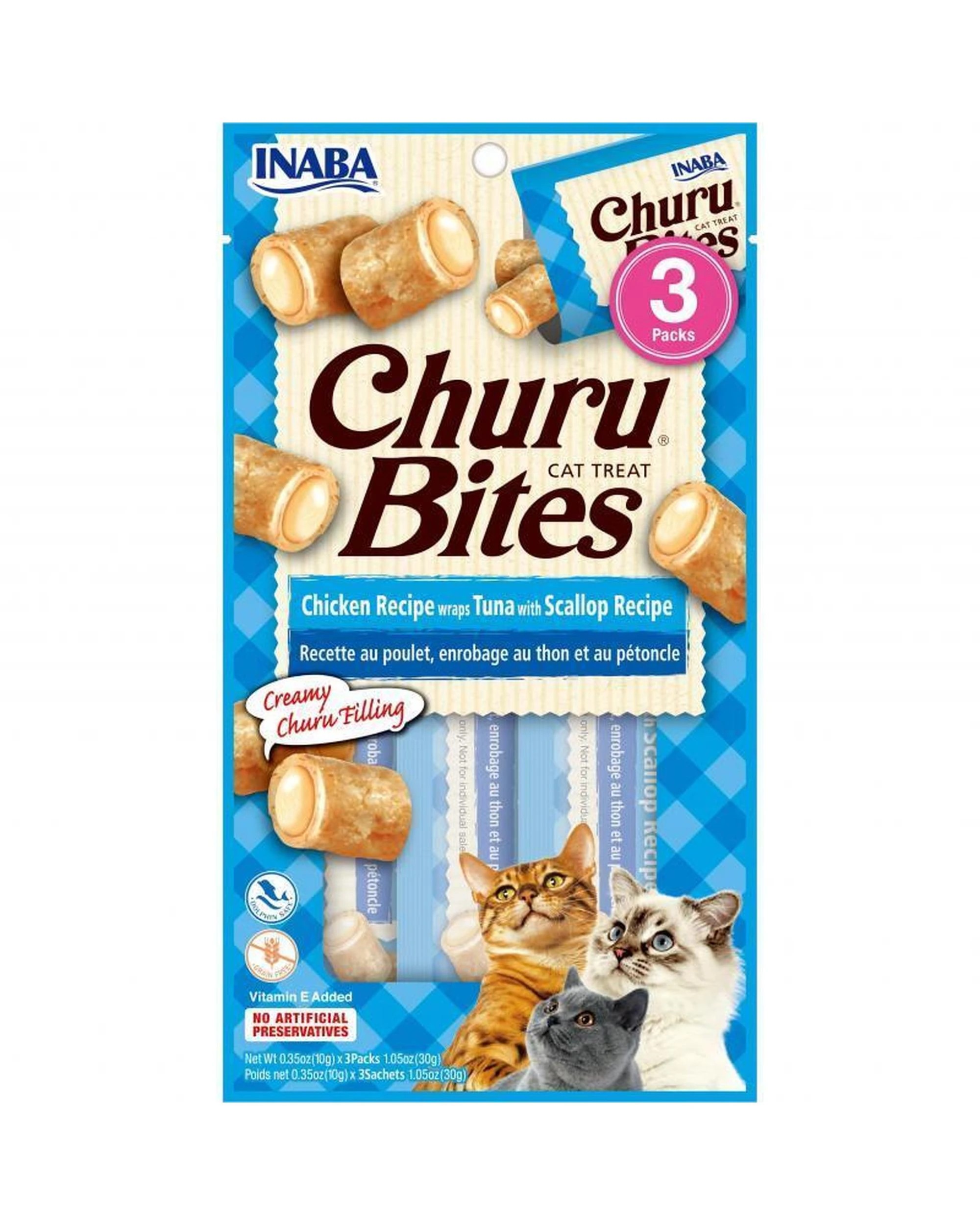 1 Inaba Churu Bites Cat Treat Tuna w/ Scallop 6 x 30g, 1 of 2